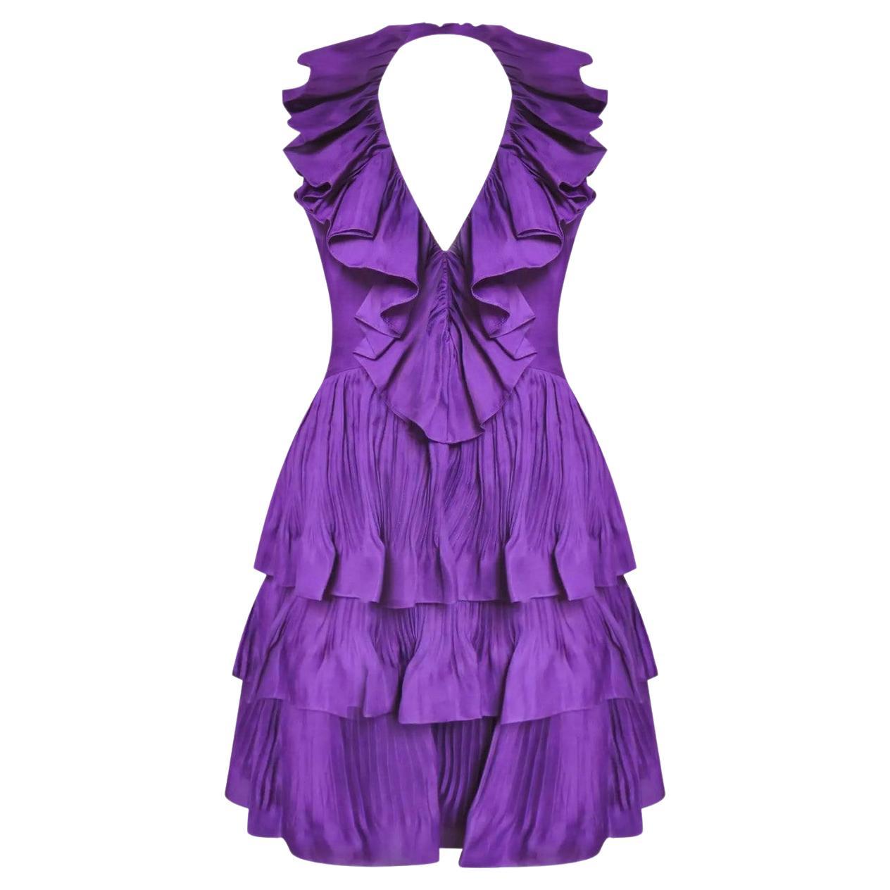 Christian Dior & John Galliano 9C 2009 Resort  purple silk dress Charlize Theron For Sale