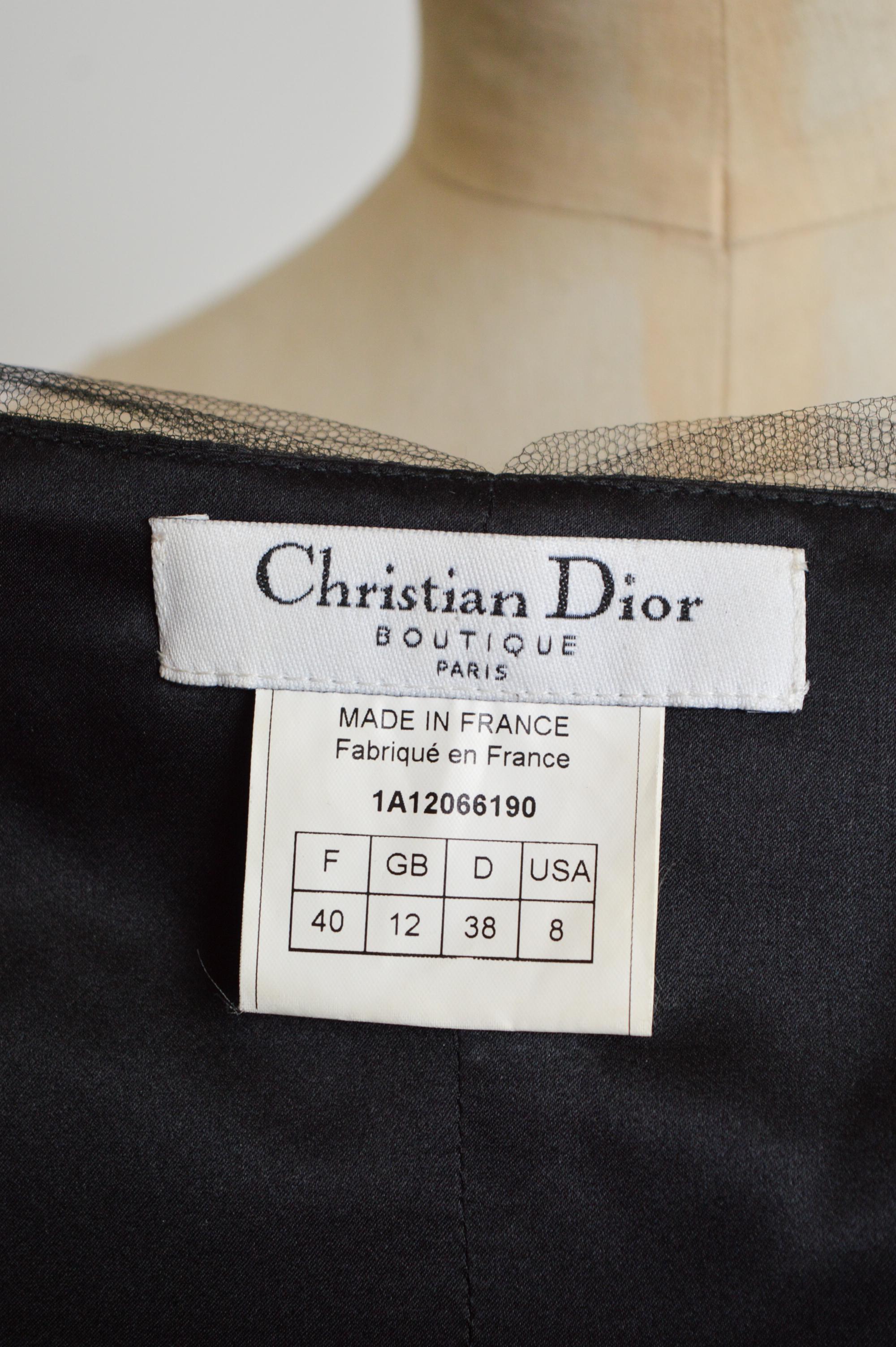 Christian Dior John Galliano AW 2001 Vestido de gala con corpiño de tul negro y lentejuelas 4