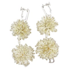 Christian Dior John Galliano Beads Double Crystals Fire Radiant Logo D Earrings