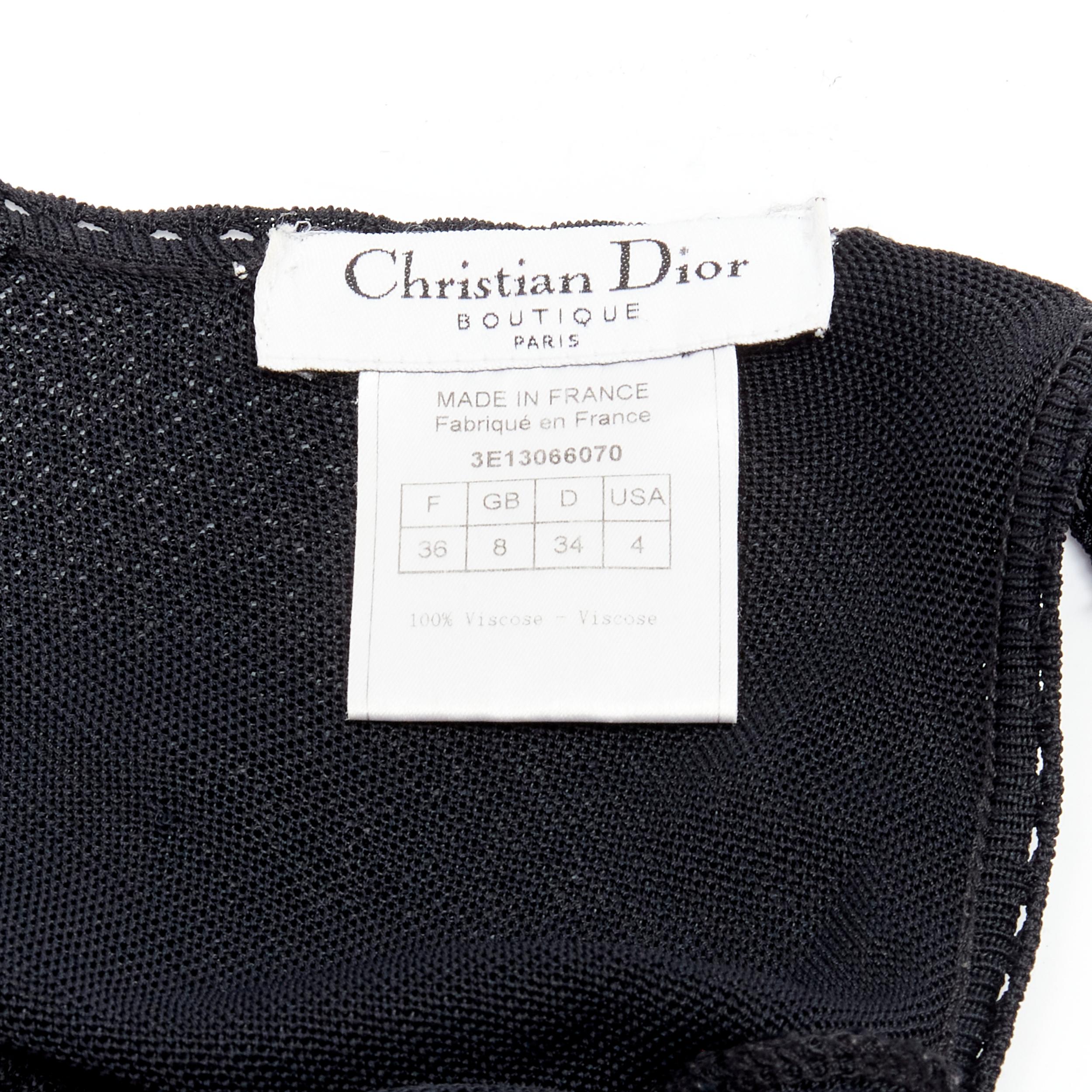 CHRISTIAN DIOR John Galliano black CD logo bondage floral knit dress FR36 S 5