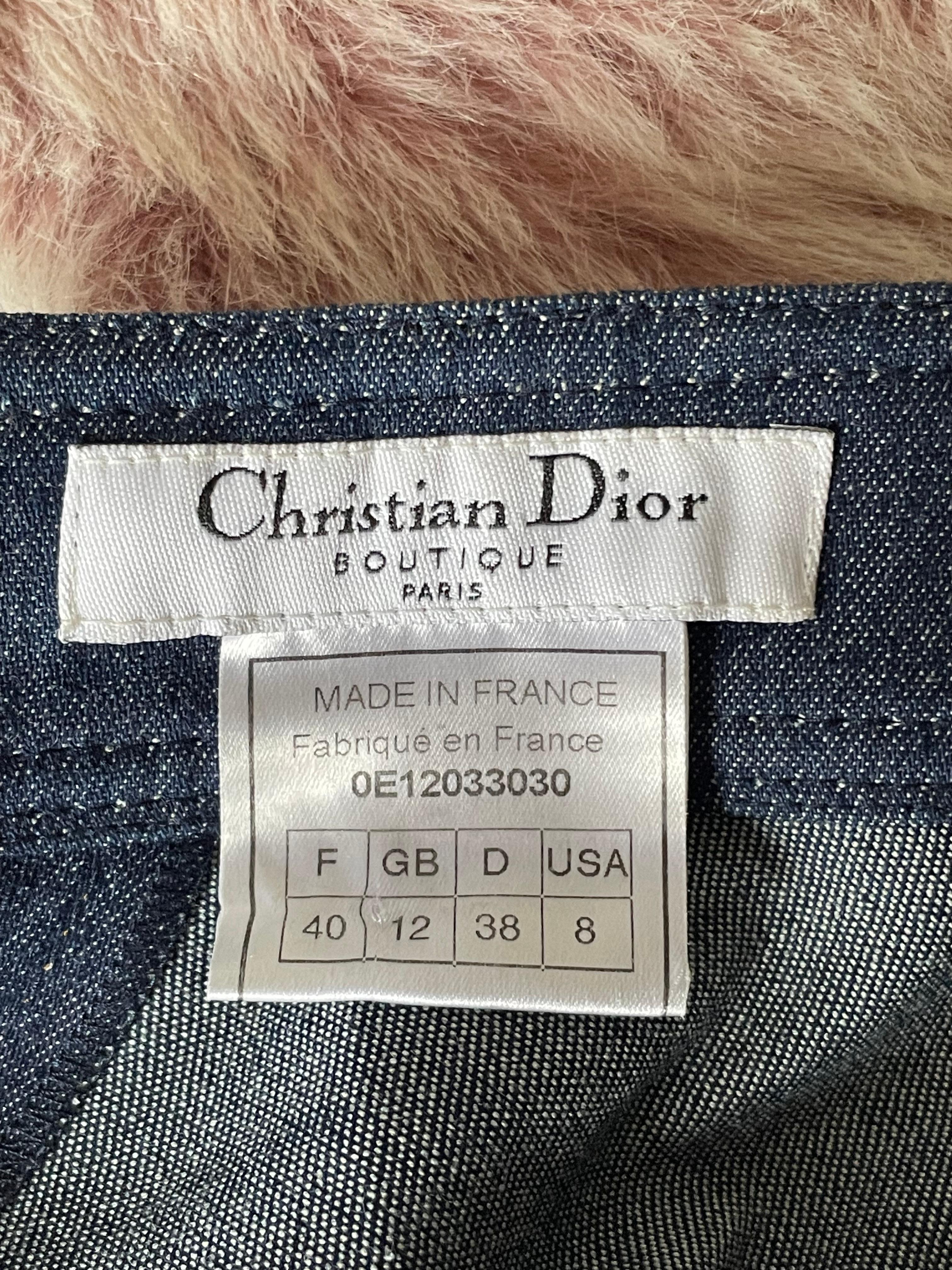 CHRISTIAN DIOR JOHN GALLIANO jupe asymétrique en jean bleu défilé d'été 2000 en vente 2