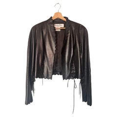 Christian Dior John Galliano Cropped Lace Leather Jacket 