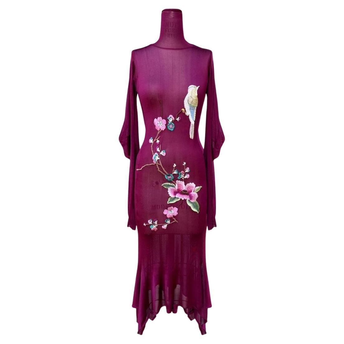 Christian Dior/John Galliano - Embroidered Cherry Blossom Dress F/W 2003 Sz 38FR