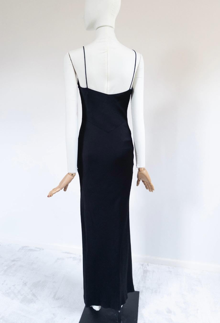 Christian Dior John Galliano Era S/S 1999 Maxi Vestido con Detalle de Encaje Negro FR36 en venta 6