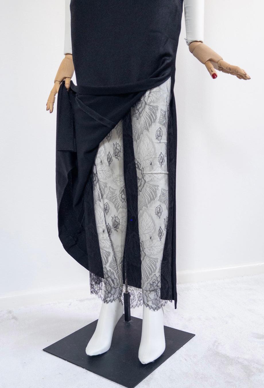 Christian Dior John Galliano Era S/S 1999 Maxi Vestido con Detalle de Encaje Negro FR36 en Bueno estado para la venta en Melbourne, VIC