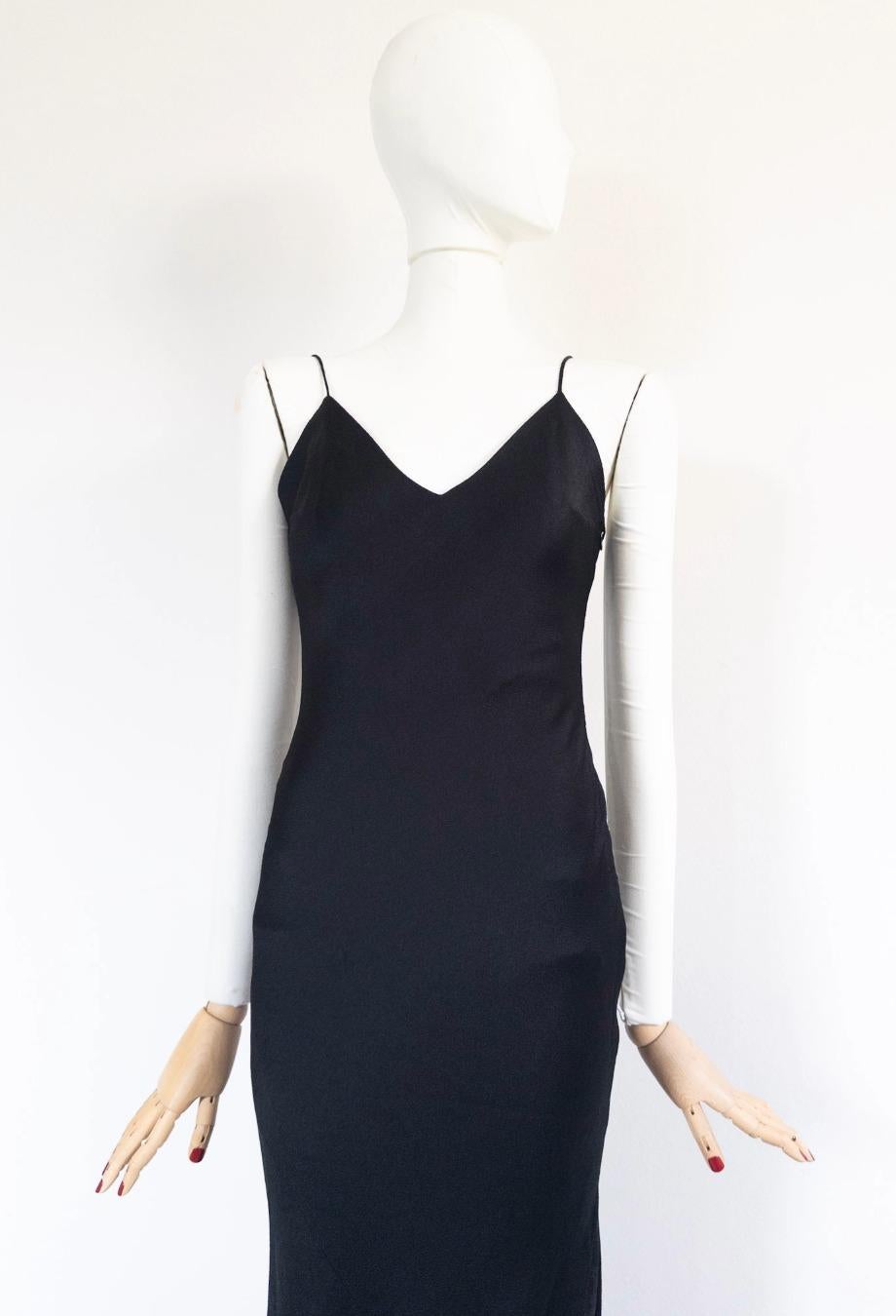 Christian Dior John Galliano Era S/S 1999 Maxi Vestido con Detalle de Encaje Negro FR36 en venta 3