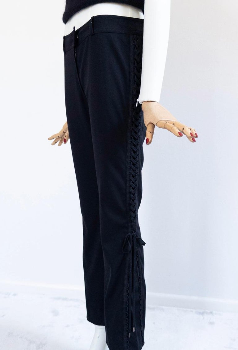 Christian Dior John Galliano F/W 2002 Black Side Lace Up Pants