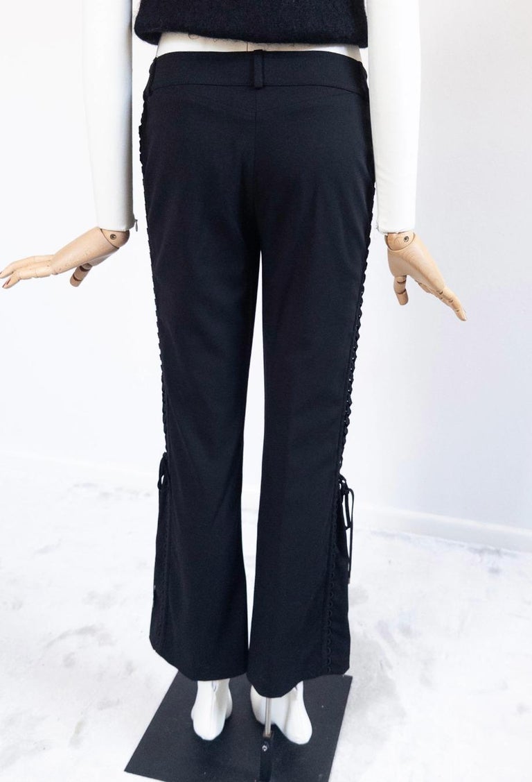 Christian Dior John Galliano F/W 2002 Black Side Lace Up Pants