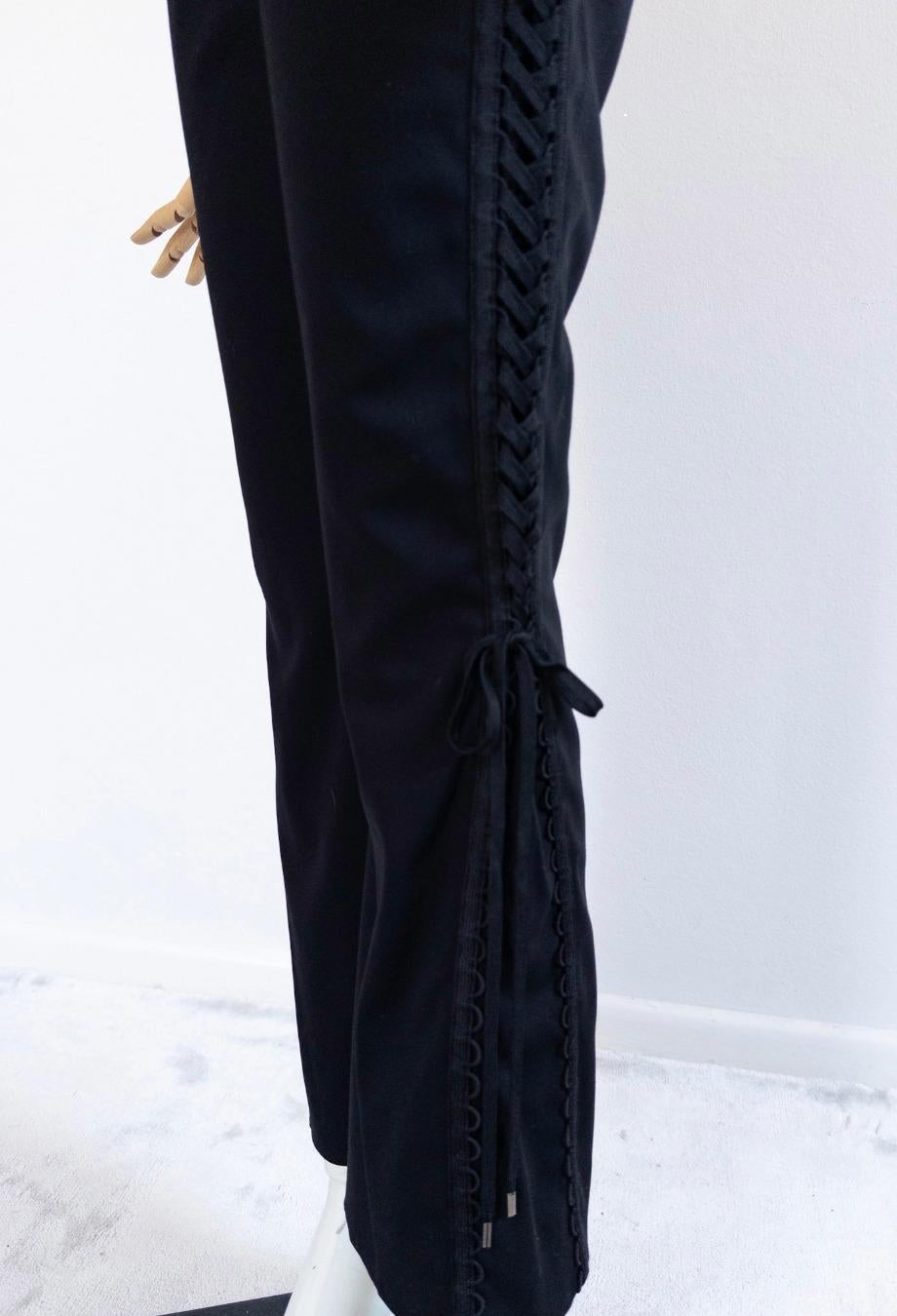 Christian Dior John Galliano for Christian Dior F/W 2002 Black Side Lace Up Pants FR38 Unisexe en vente