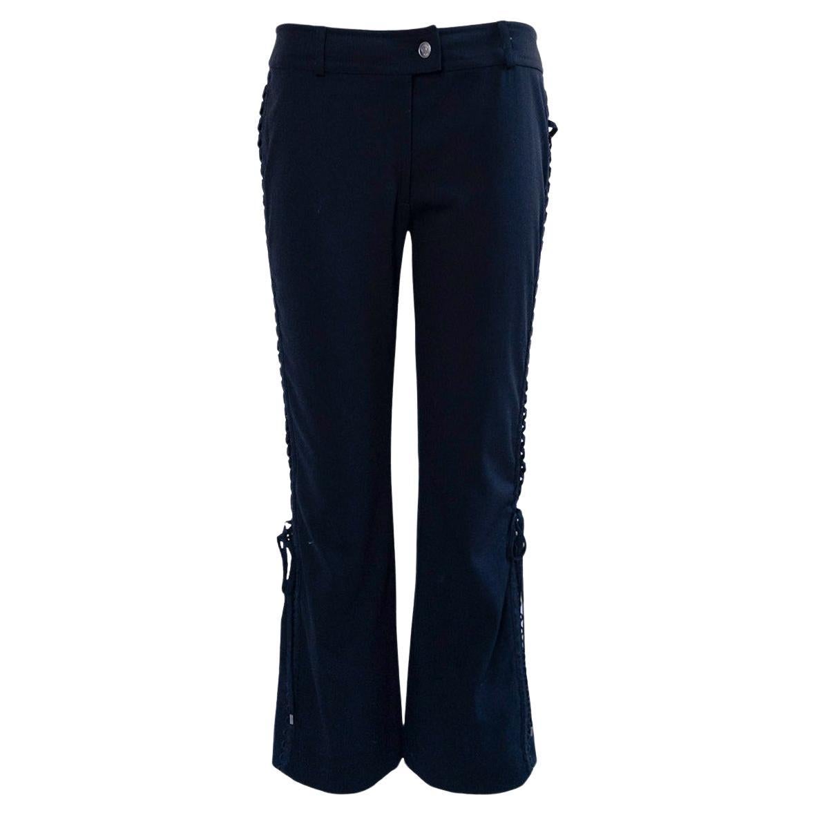 Christian Dior John Galliano for Christian Dior F/W 2002 Black Side Lace Up Pants FR38