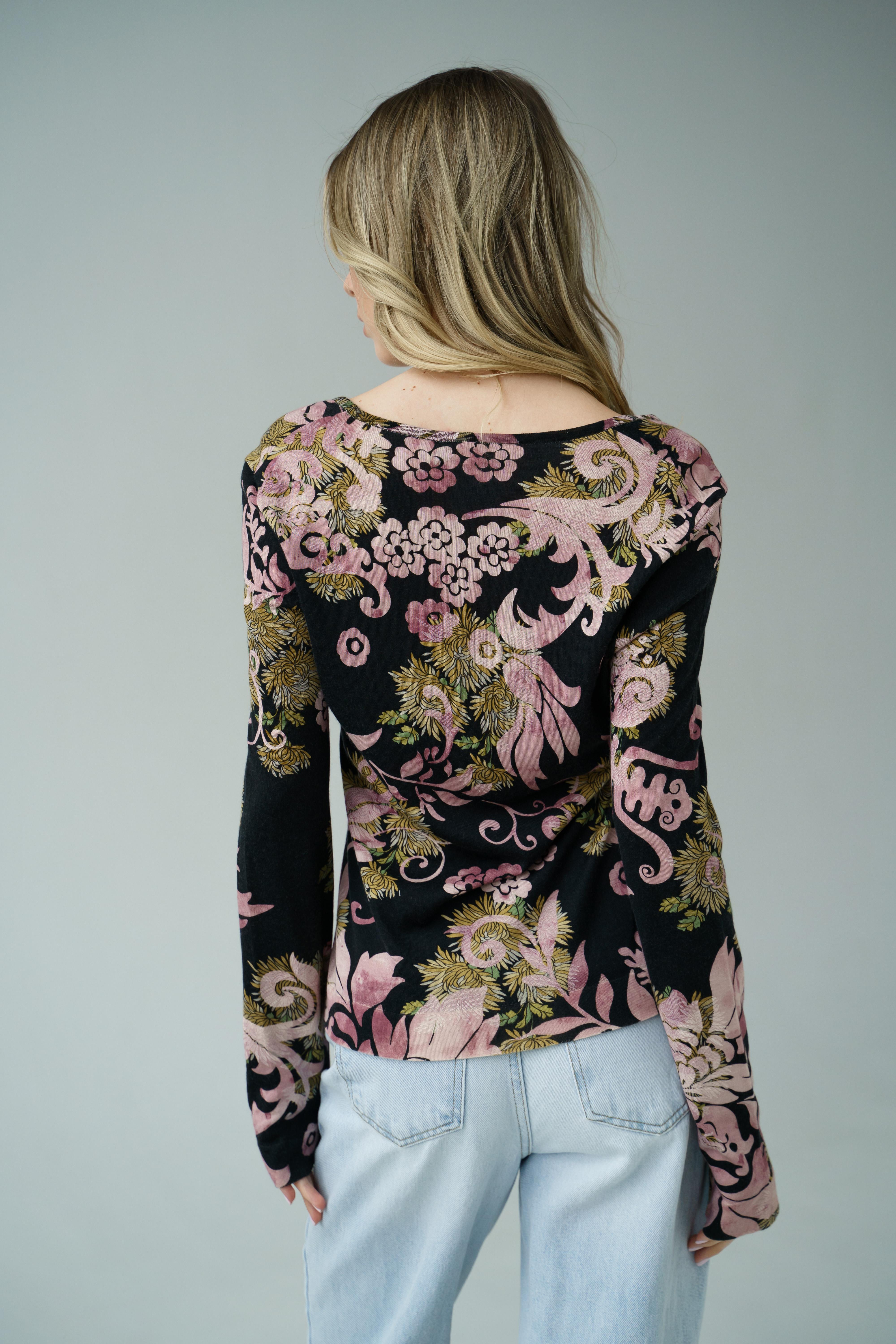 Marron Christian Dior & John Galliano F/W 2003 pullover fleurs Y2K en vente