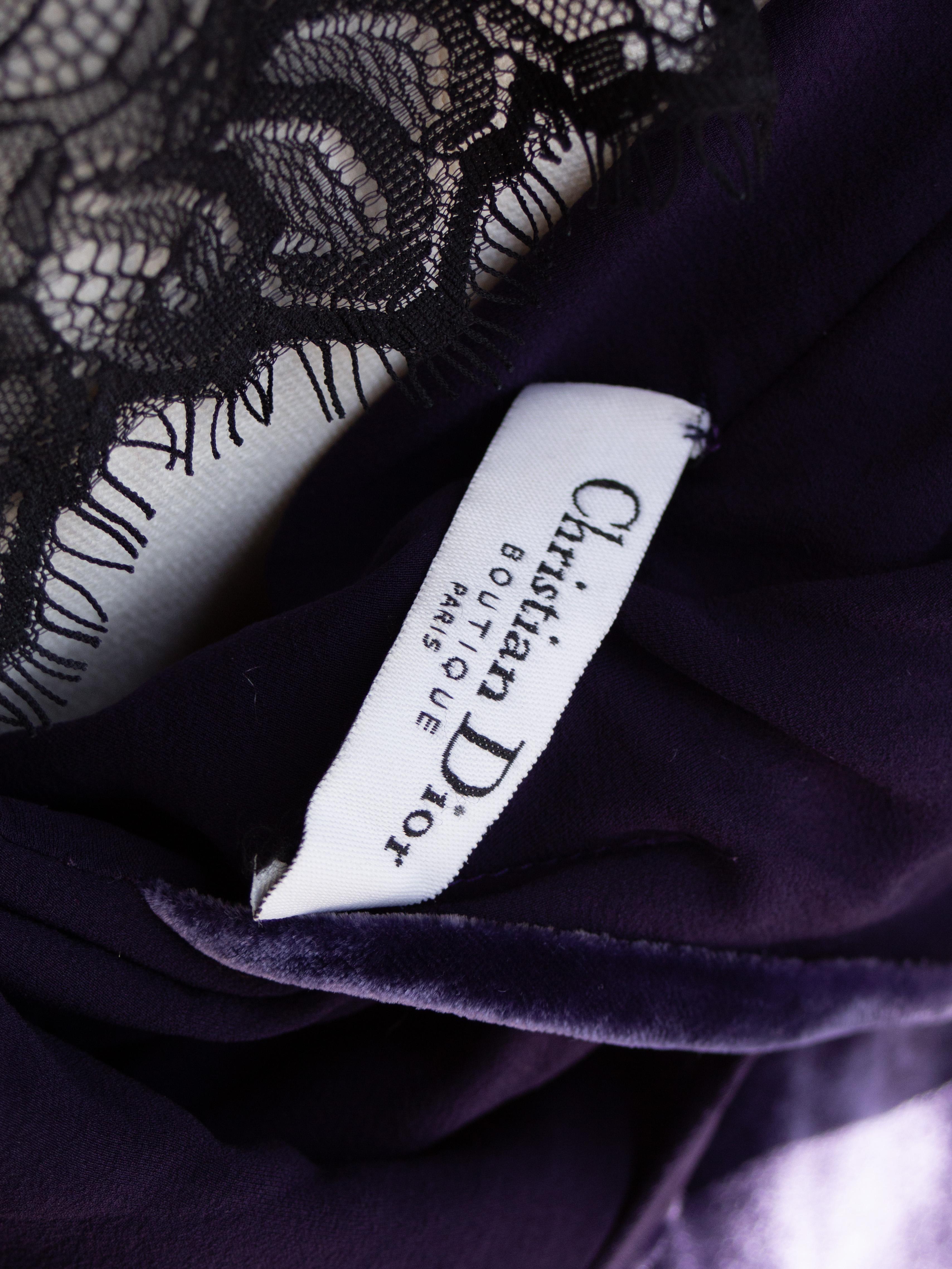 Christian Dior John Galliano F/W 2005 Purple Devore Velvet Evening Dress Gown 7
