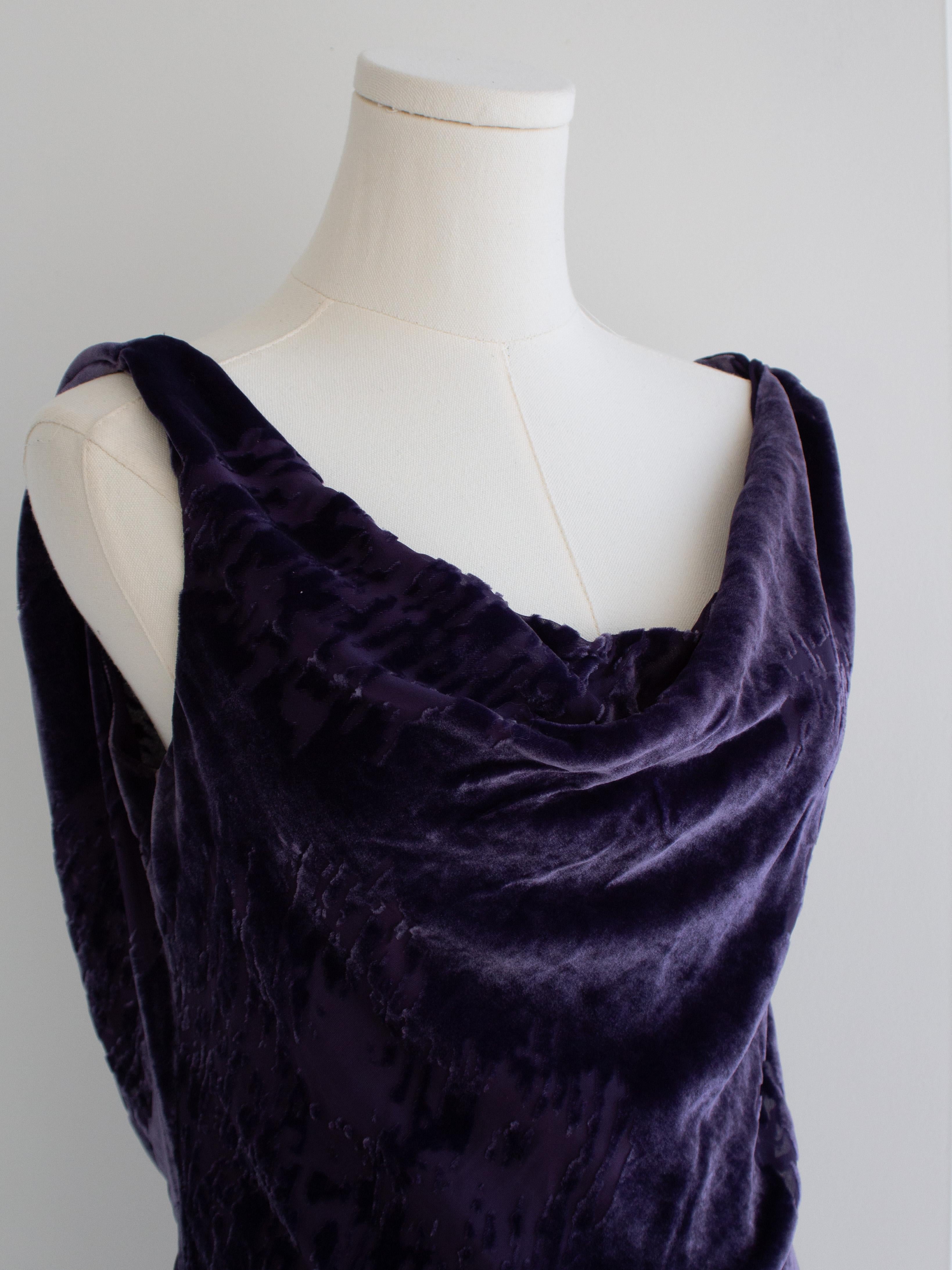 Christian Dior John Galliano F/W 2005 Purple Devore Velvet Evening Dress Gown In Good Condition In Jersey City, NJ