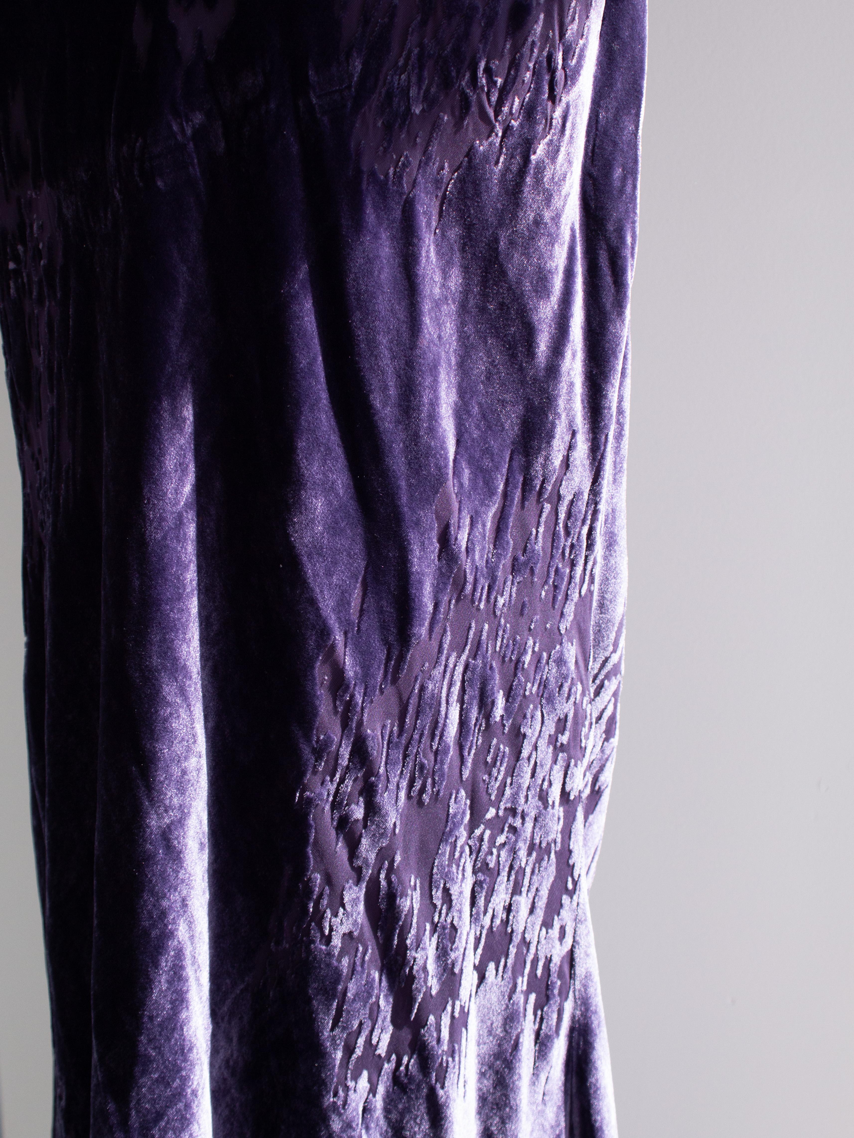 Christian Dior John Galliano F/W 2005 Purple Devore Velvet Evening Dress Gown 1