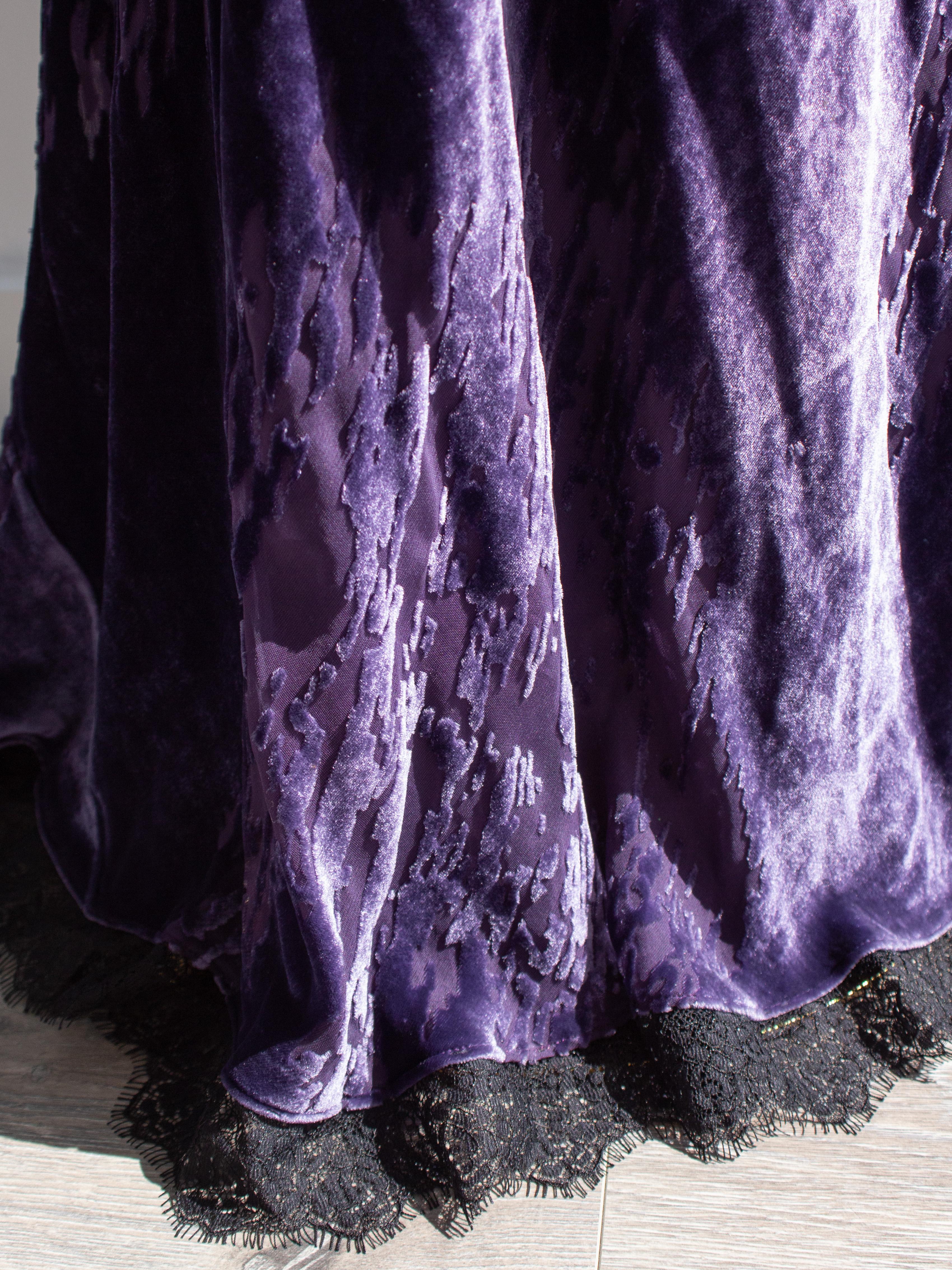 Christian Dior John Galliano F/W 2005 Purple Devore Velvet Evening Dress Gown 2