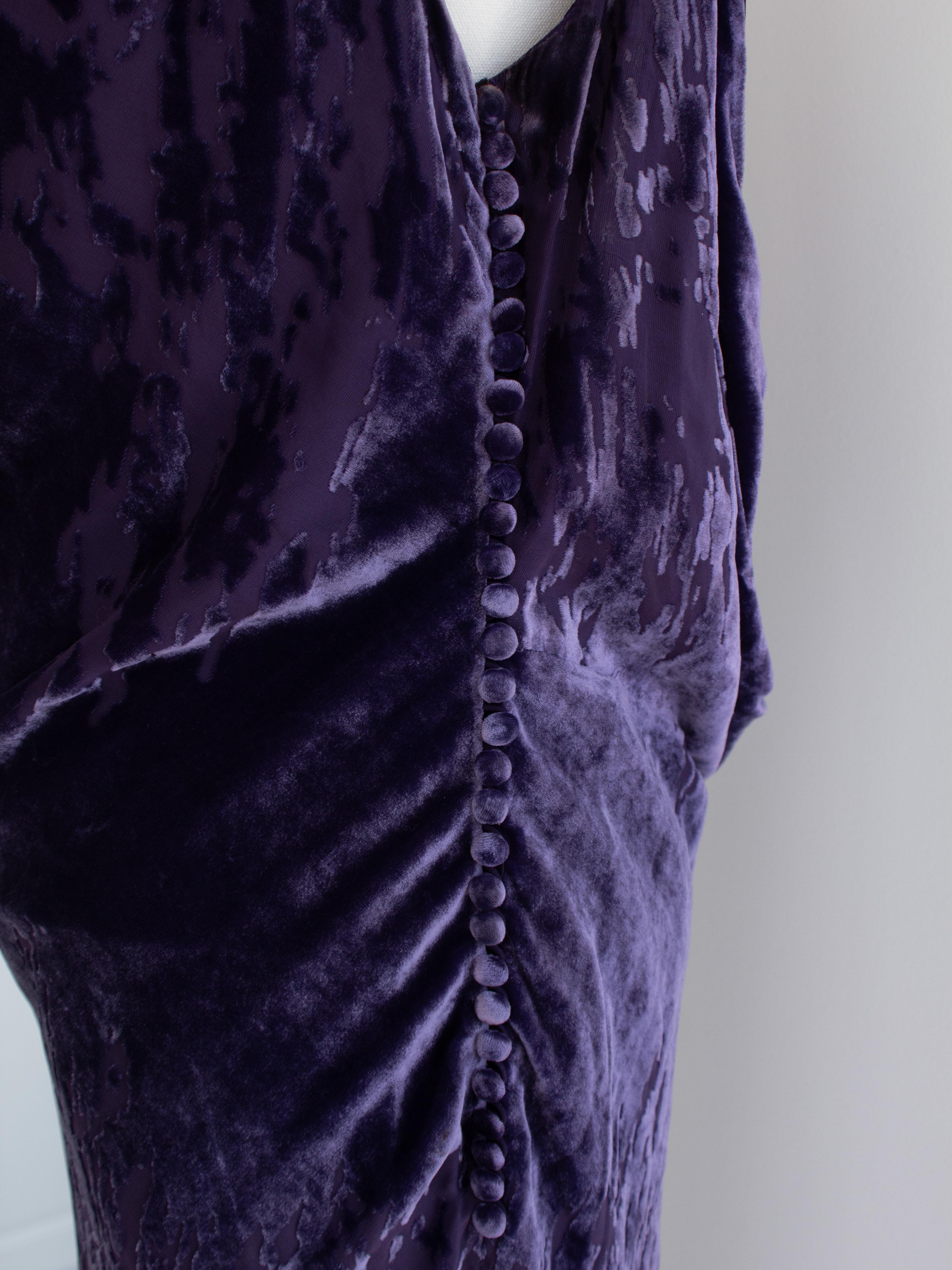 Christian Dior John Galliano F/W 2005 Purple Devore Velvet Evening Dress Gown 4