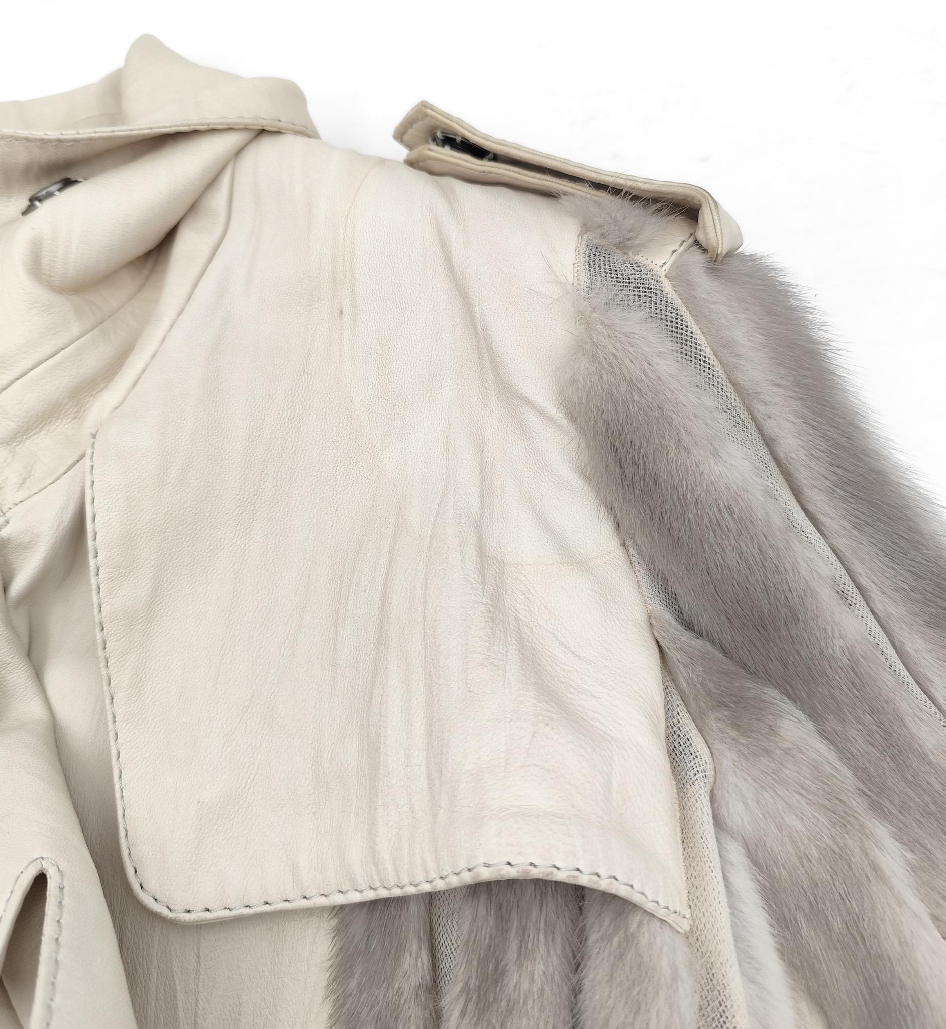 Christian Dior John Galliano for Christian Dior A/I 2006 giacca in pelle e pelliccia di visone grigia in vendita 8