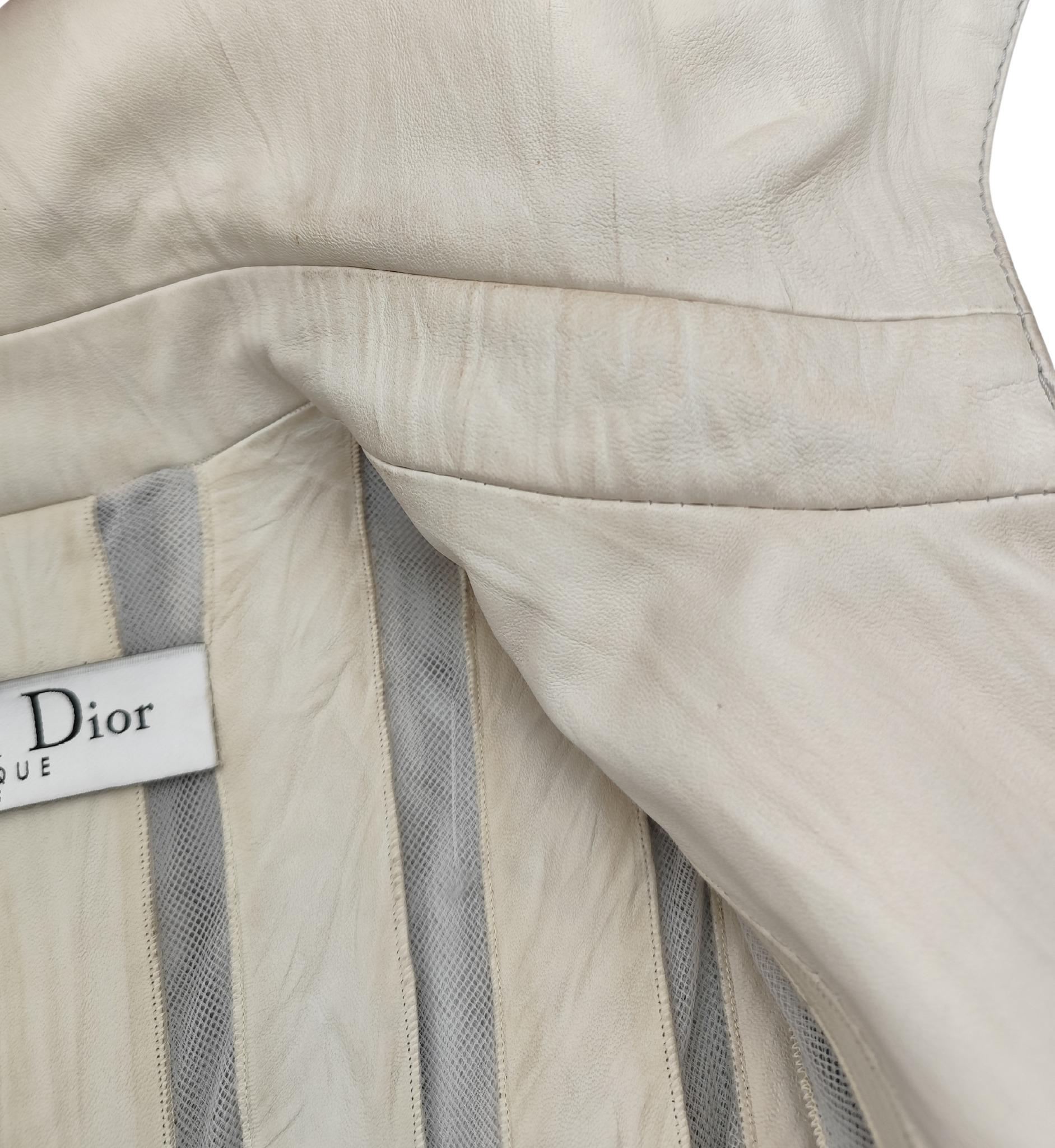 Christian Dior John Galliano for Christian Dior A/I 2006 giacca in pelle e pelliccia di visone grigia in vendita 13