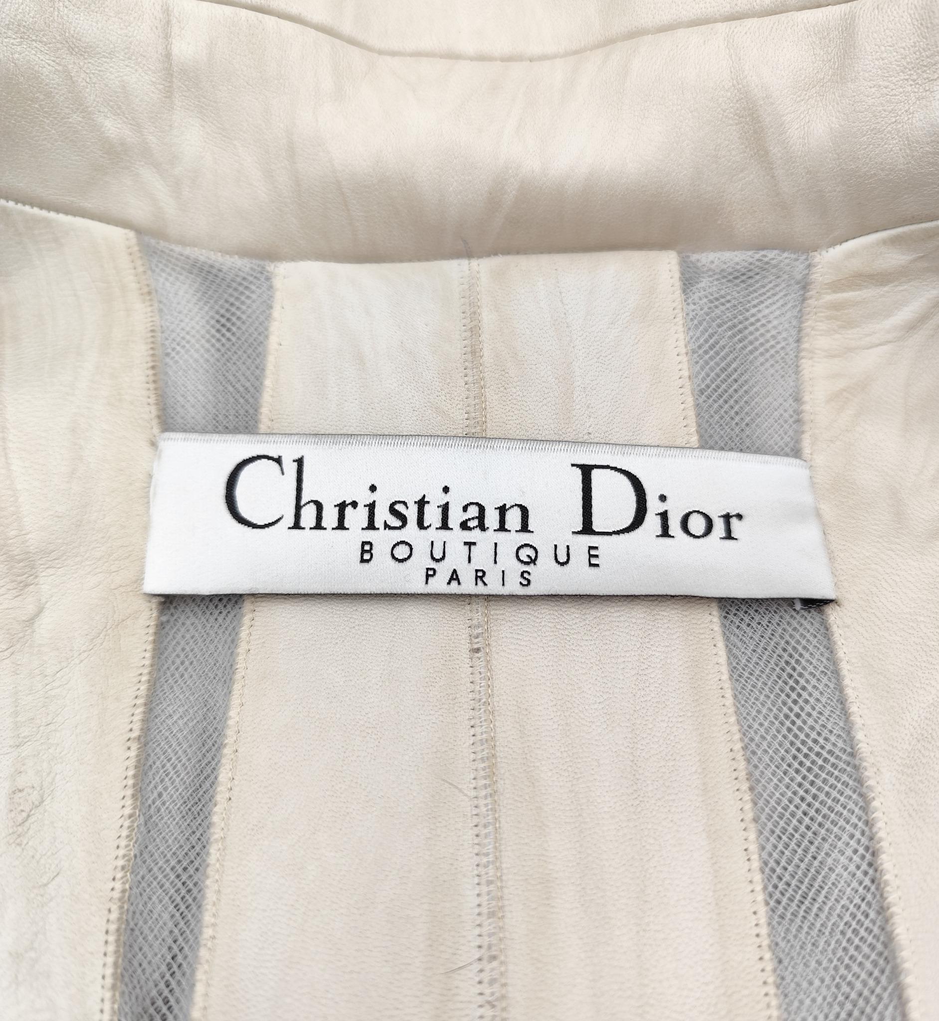 Christian Dior John Galliano for Christian Dior A/I 2006 giacca in pelle e pelliccia di visone grigia in vendita 14