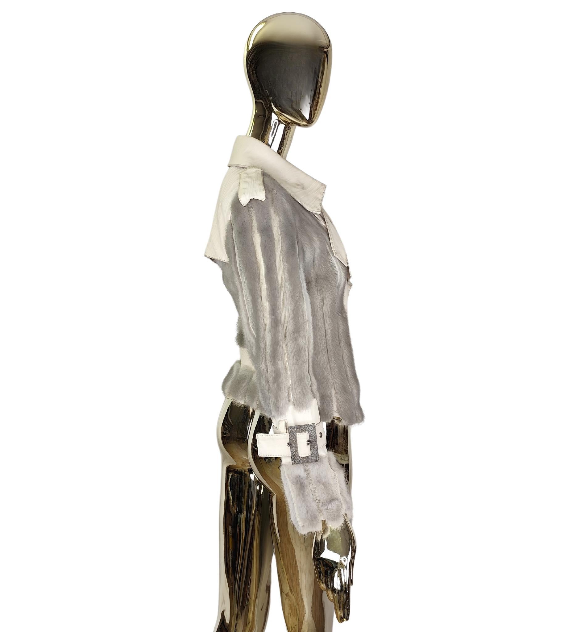 Christian Dior John Galliano H/W 2006 Graue Jacke aus Nerzpelz und Leder im Angebot 1