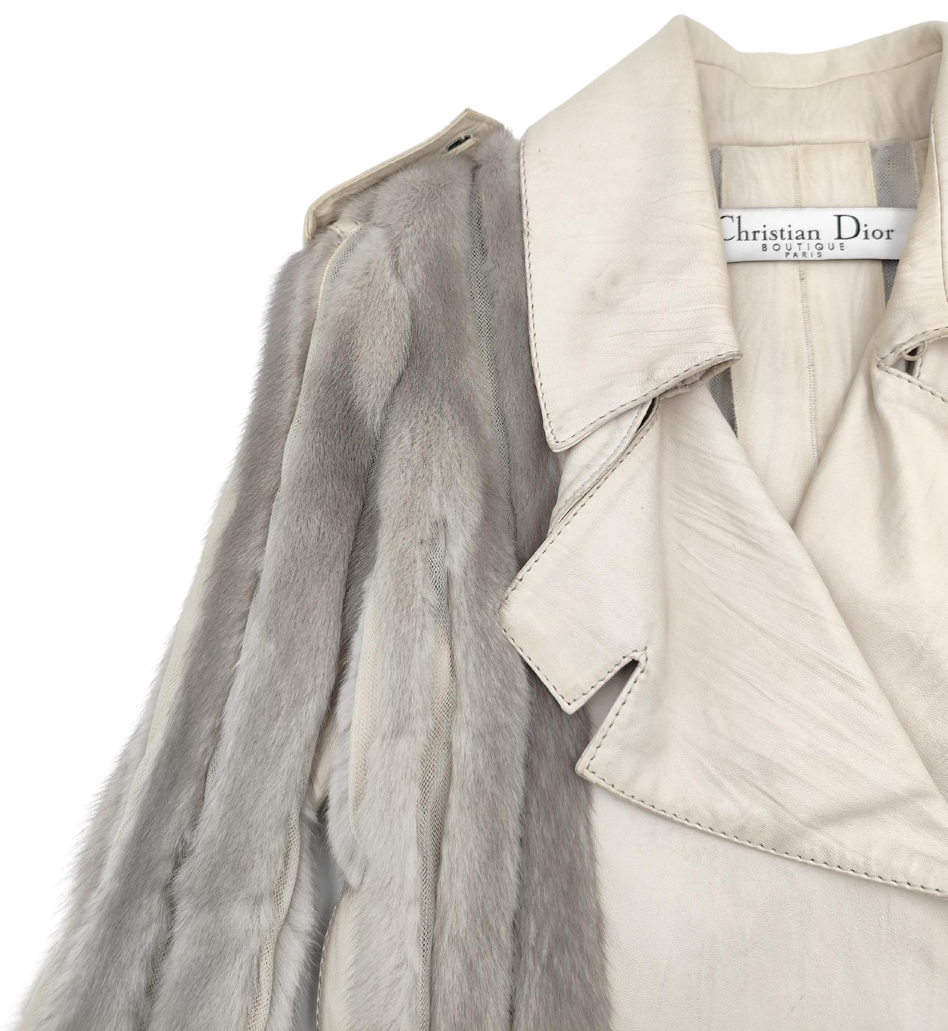 Christian Dior John Galliano for Christian Dior A/I 2006 giacca in pelle e pelliccia di visone grigia in vendita 1