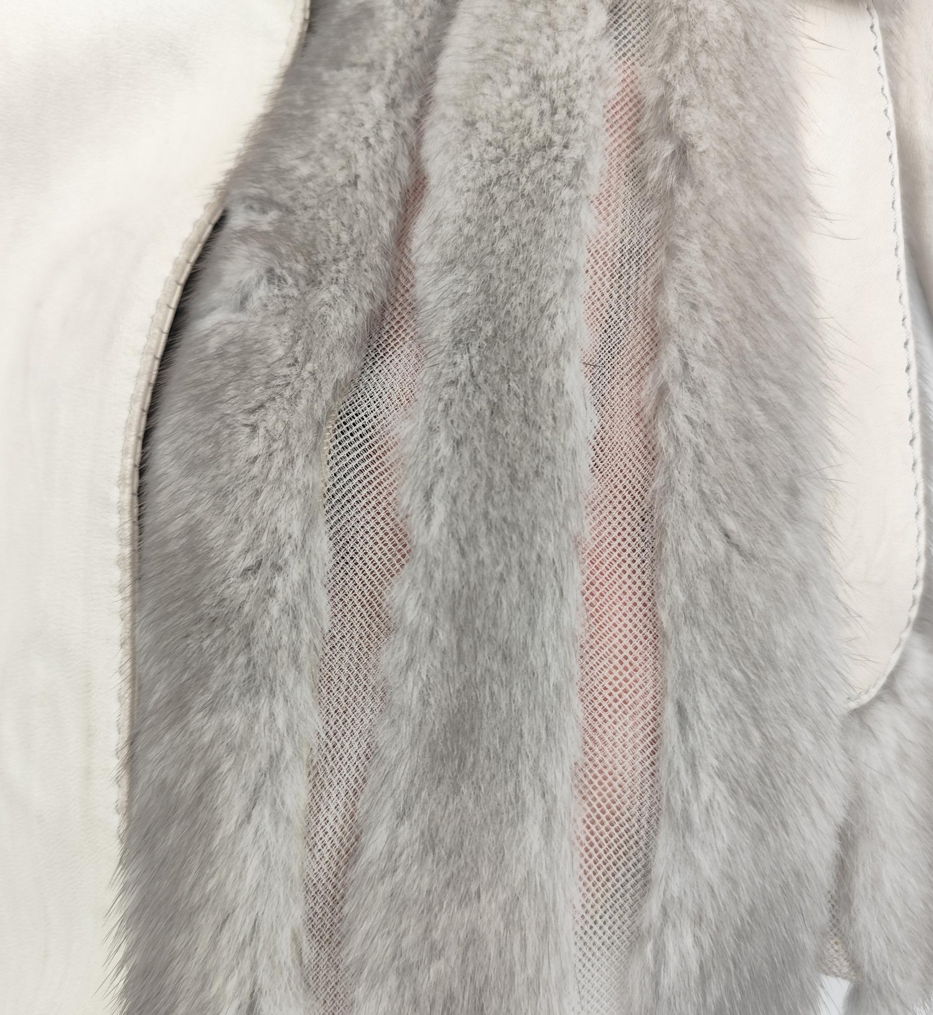 Christian Dior John Galliano for Christian Dior A/I 2006 giacca in pelle e pelliccia di visone grigia in vendita 4