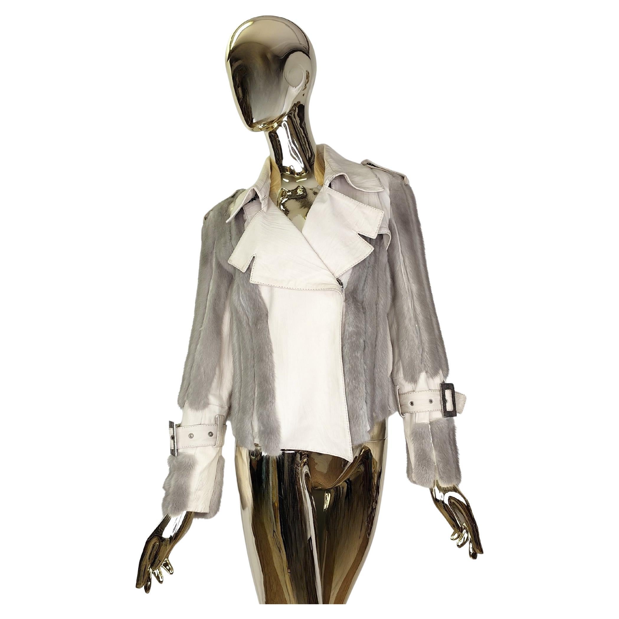 Christian Dior John Galliano F/W 2006 grey mink fur and leather jacket