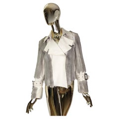 Christian Dior John Galliano F/W 2006 chaqueta de piel de visón gris y cuero