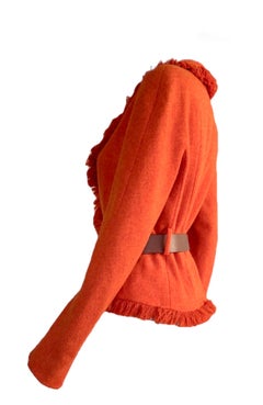 CHRISTIAN DIOR John Galliano F/W 1998 Fringed Wool Jacket & Runway Belt Ensemble
