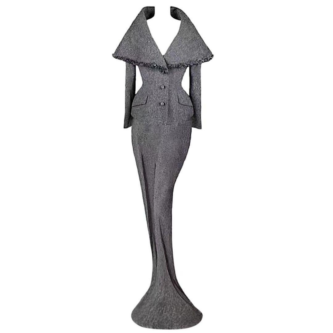 Christian Dior John Galliano Vintage Runway/Editorial Gray Skirt Suit Size 38FR - John Galliano for Christian Dior.