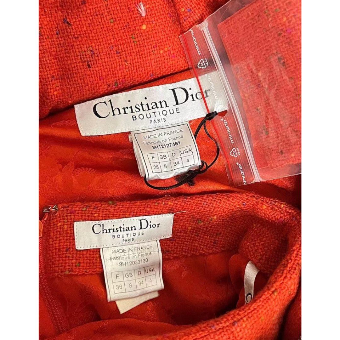 Women's Christian Dior John Galliano - Fall/Winter 1998 Orange Skirt Suit Size 36FR For Sale
