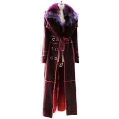 Christian Dior John Galliano -  Fall/Winter 2000 Suede Coat with Fur Size 38FR