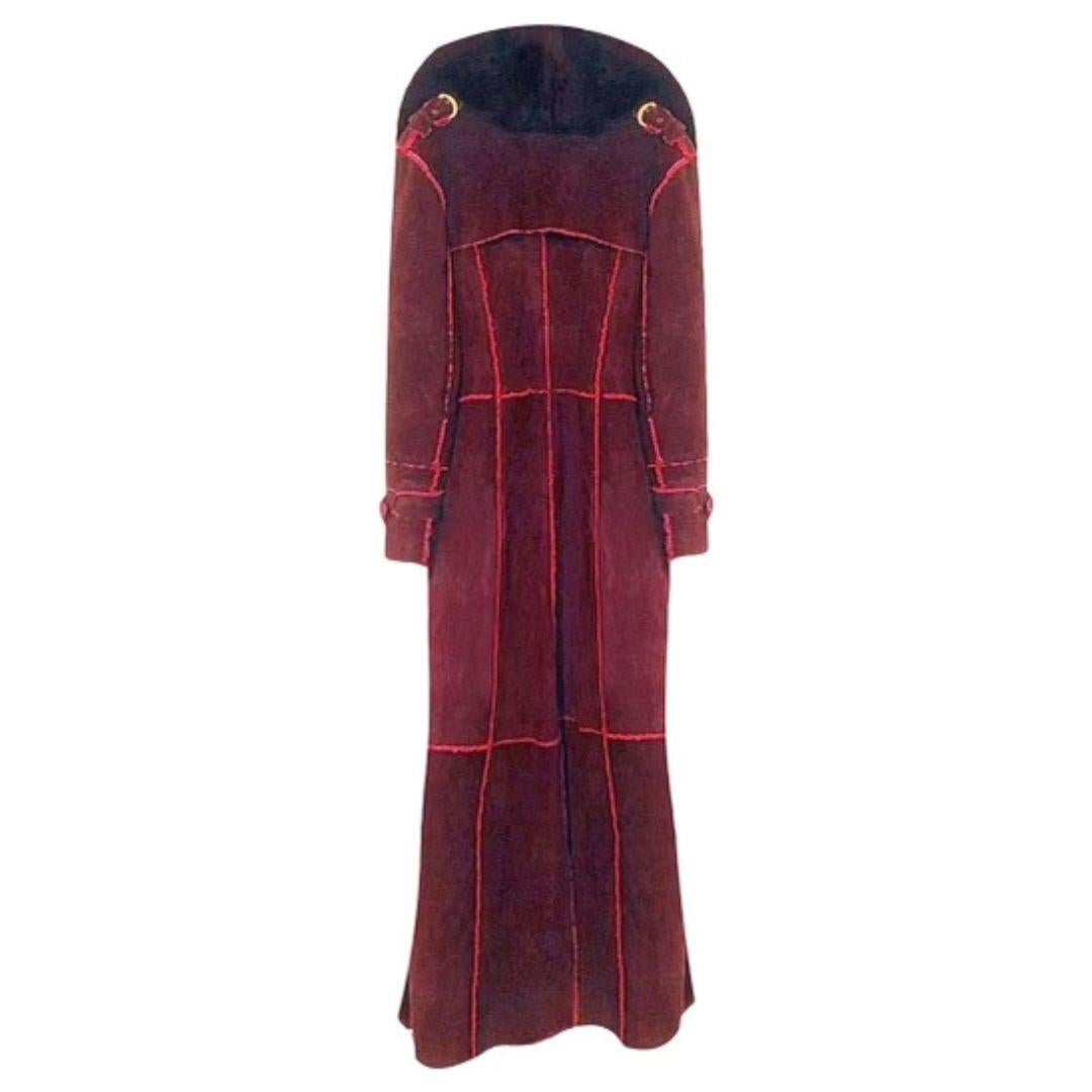 Women's Christian Dior John Galliano -  Fall/Winter 2000 Suede Coat with Fur Size 38FR