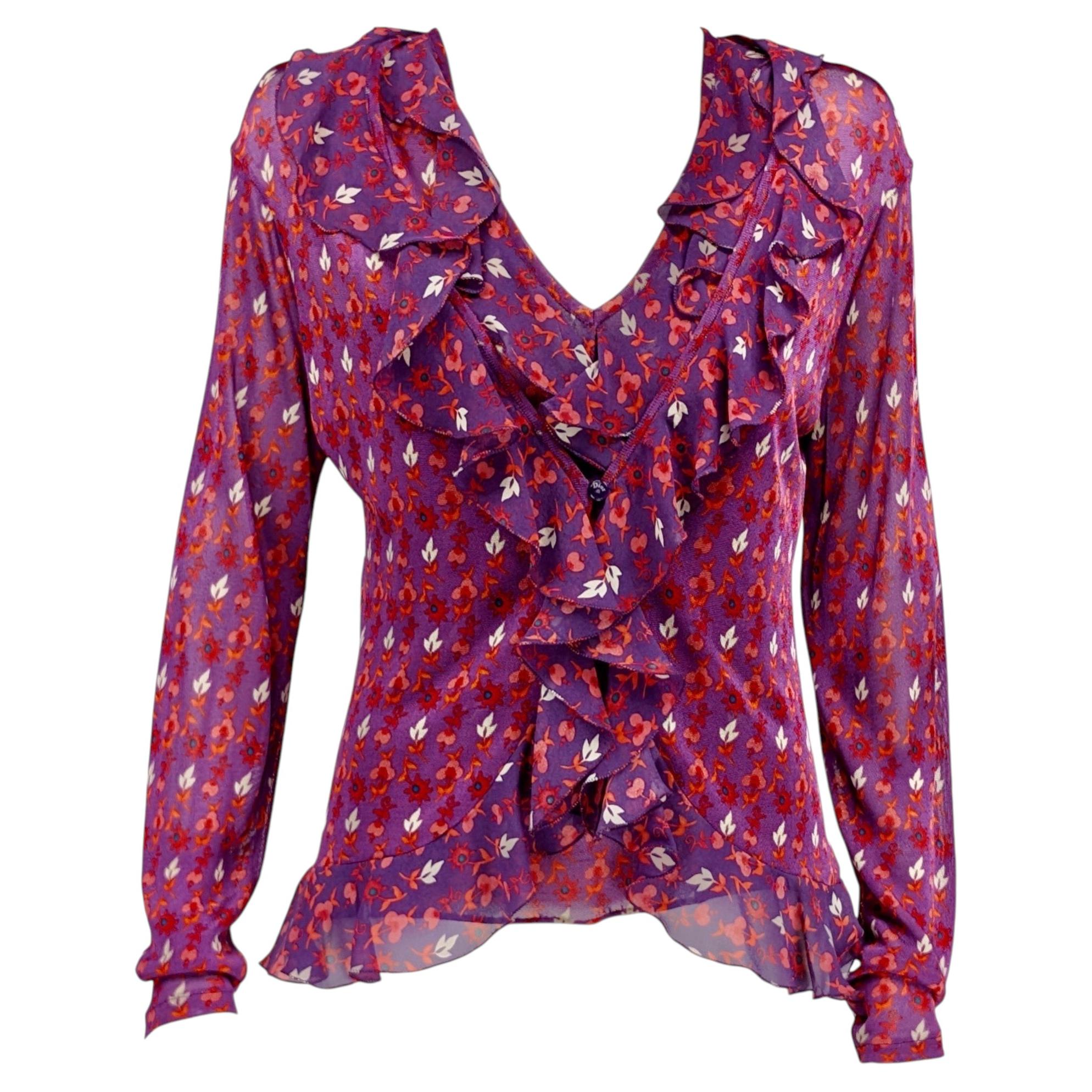 Christian Dior John Galliano floral purple blouse with top ensemble