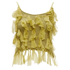 CHRISTIAN DIOR John Galliano green silk mohair applique cami vest FR36 S