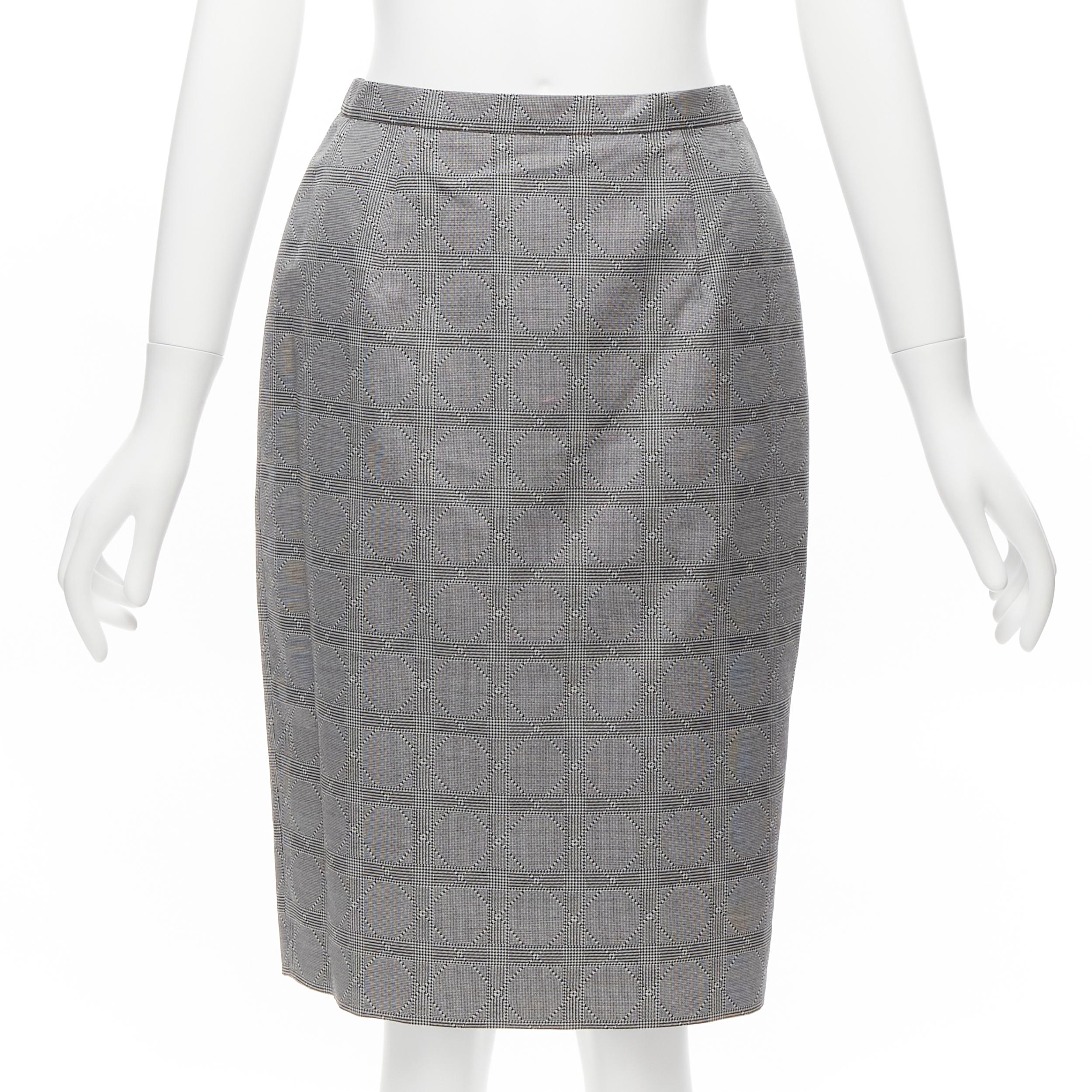 CHRISTIAN DIOR John Galliano houndstooth check bar jacket blazer skirt FR36 S For Sale 4