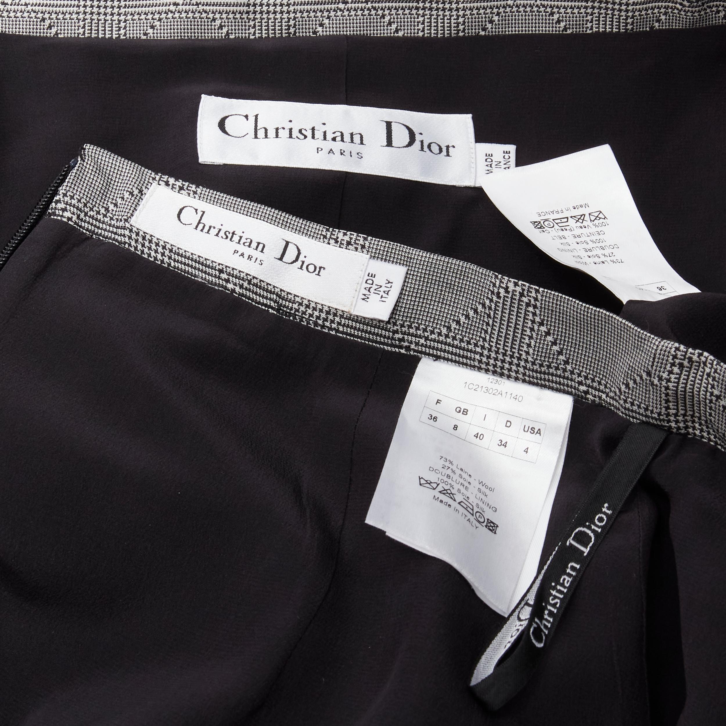 CHRISTIAN DIOR John Galliano houndstooth check bar jacket blazer skirt FR36 S 5
