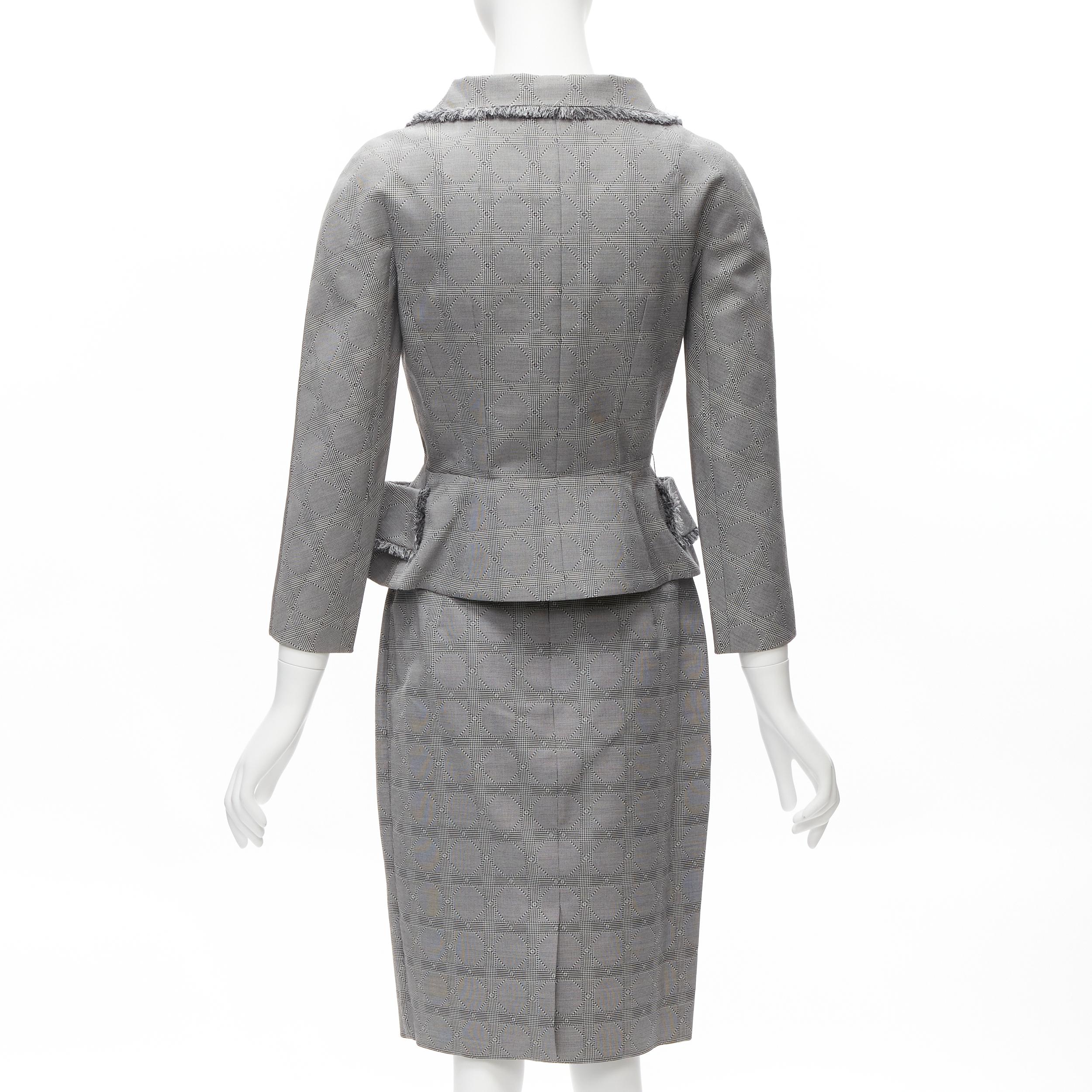 CHRISTIAN DIOR John Galliano houndstooth check bar jacket blazer skirt FR36 S In Excellent Condition For Sale In Hong Kong, NT