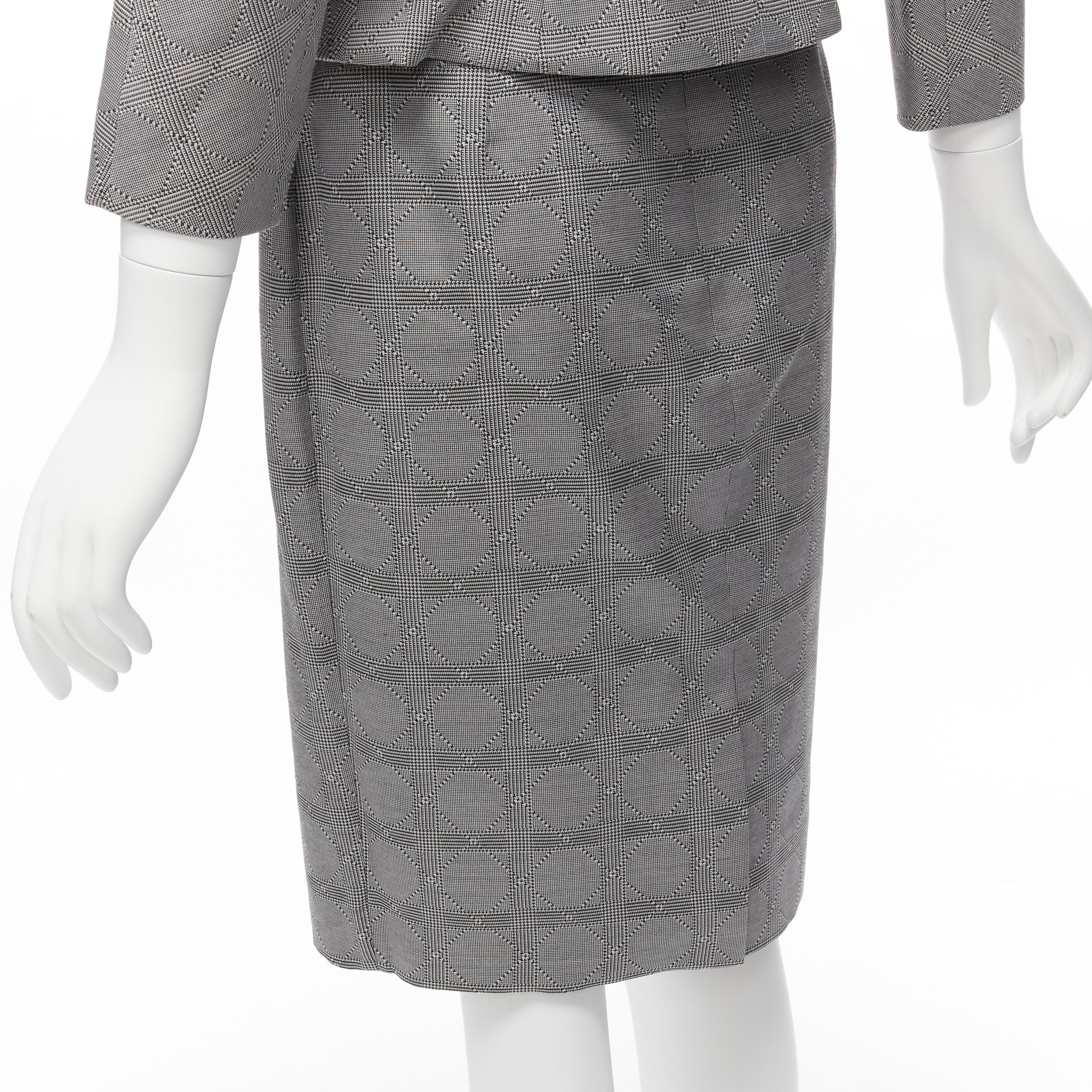 CHRISTIAN DIOR John Galliano houndstooth check bar jacket blazer skirt FR36 S For Sale 2