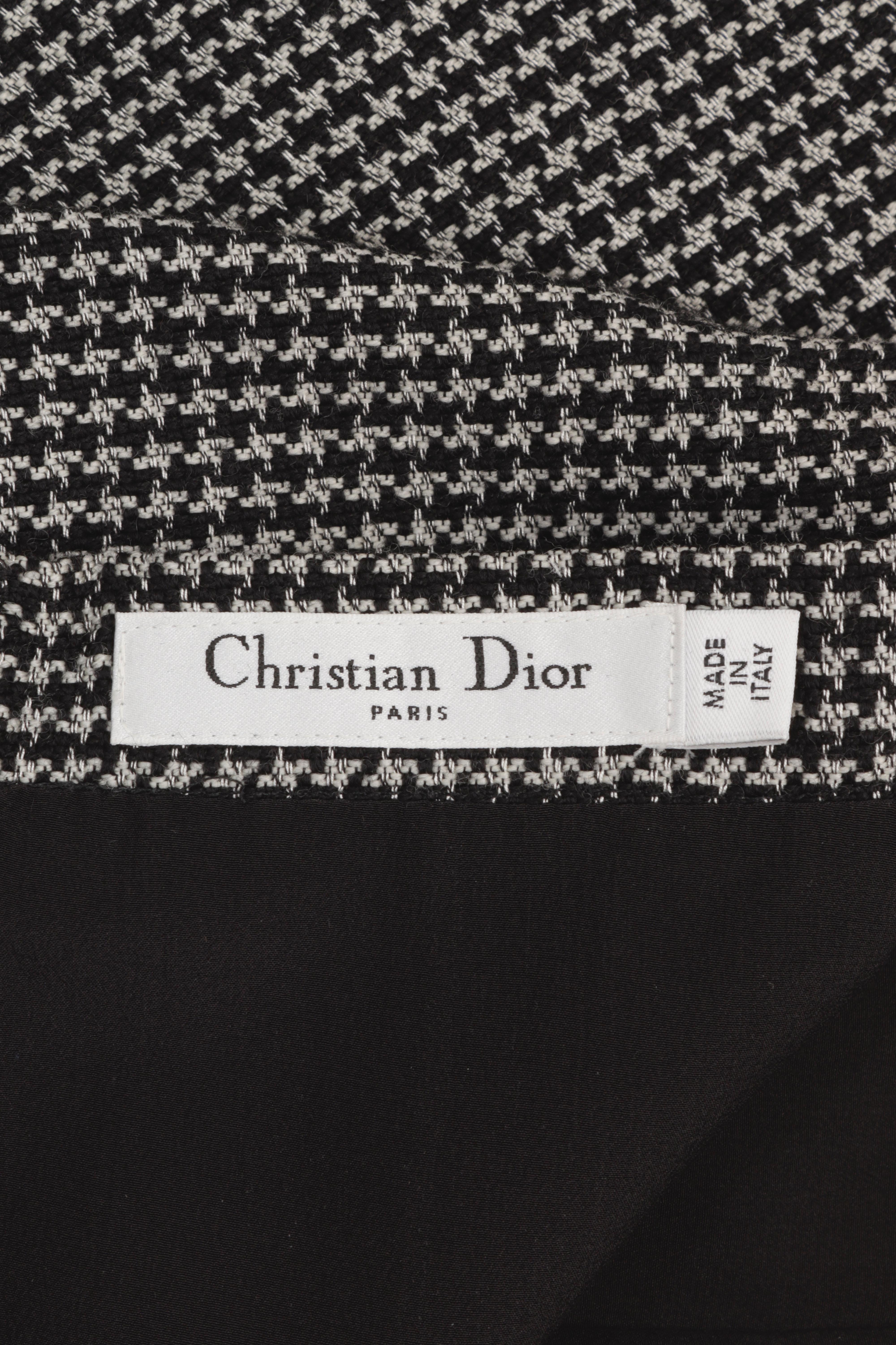 John Galliano for Christian Dior: abito con gonna in pied-de-poule e giacca a barretta arricciata in vendita 5