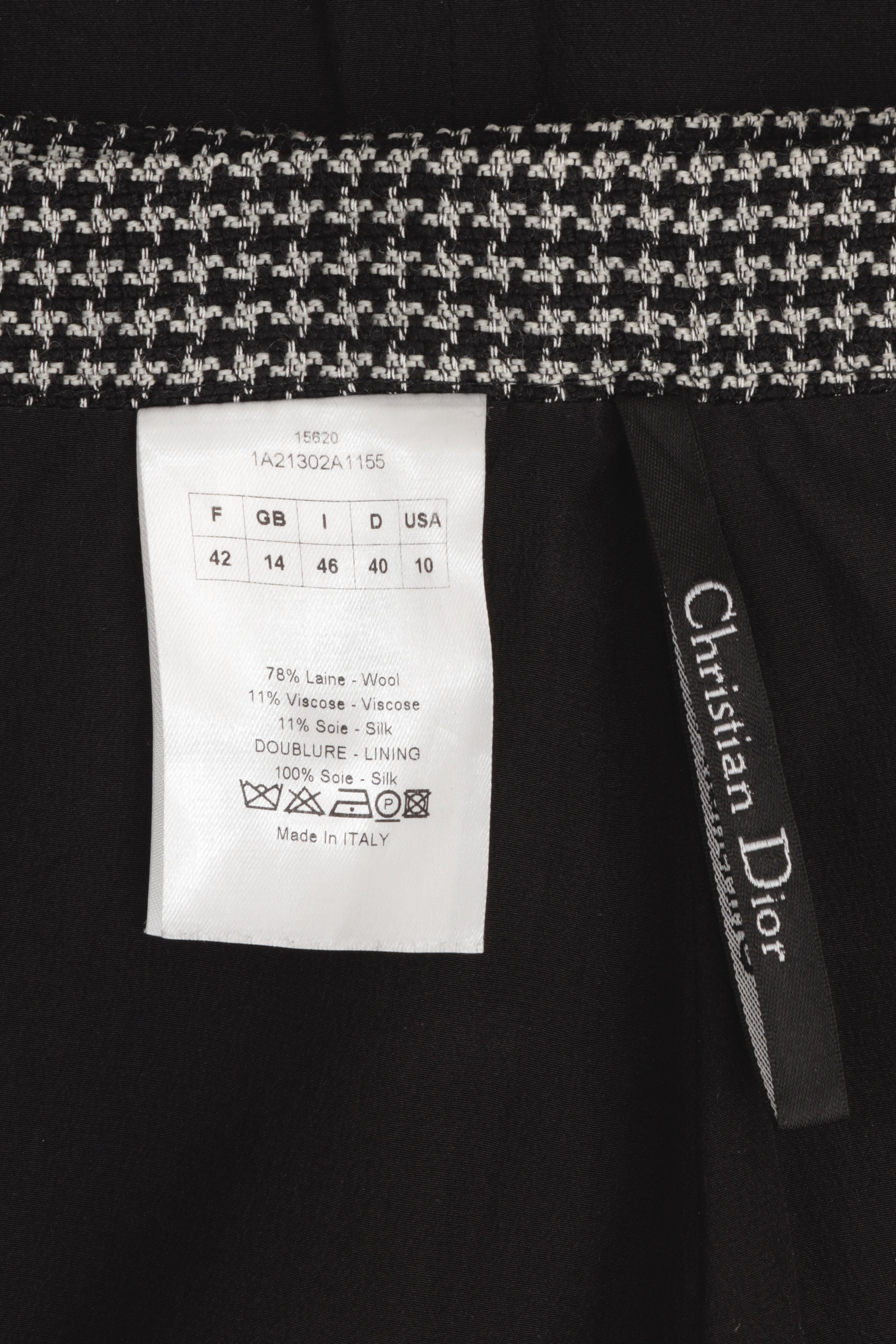 John Galliano for Christian Dior: abito con gonna in pied-de-poule e giacca a barretta arricciata in vendita 6