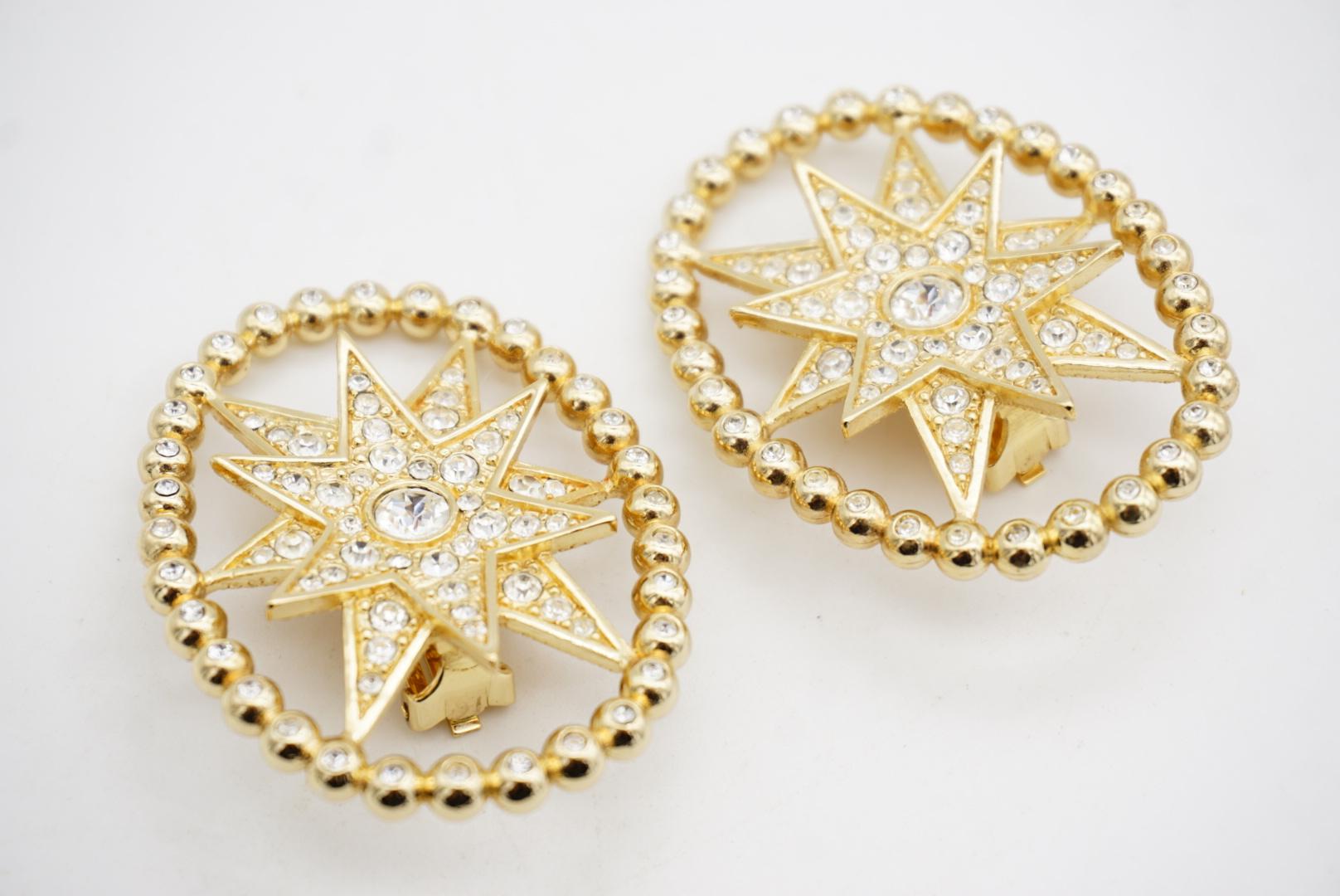 Christian Dior John Galliano Huge Rose des Vents Crystal Sunburst Star Earrings For Sale 5