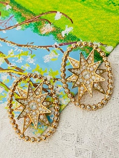 Christian Dior John Galliano Huge Rose des Vents Crystal Sunburst Star Earrings