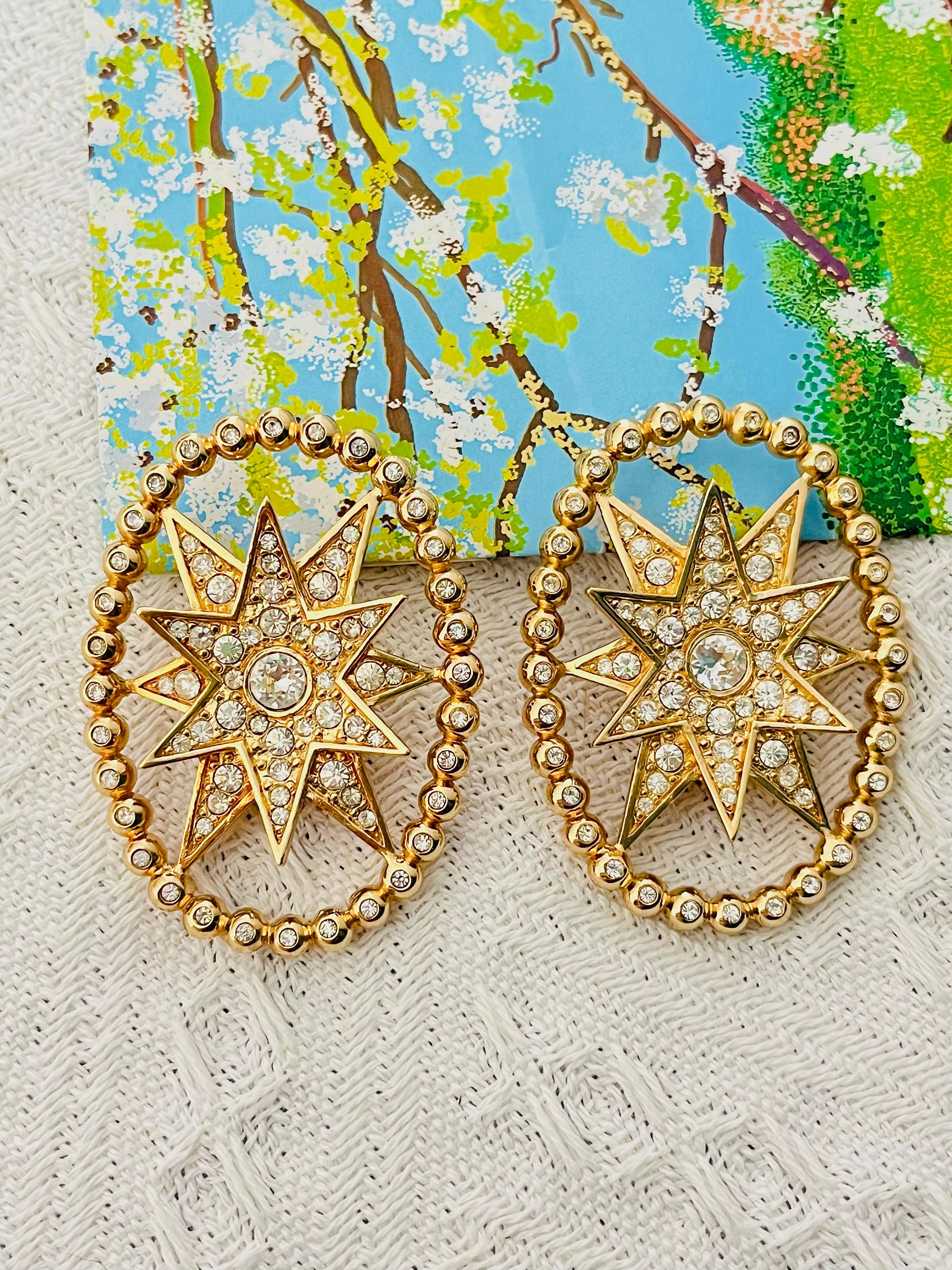 Art Deco Christian Dior John Galliano Huge Rose des Vents Crystal Sunburst Star Earrings For Sale