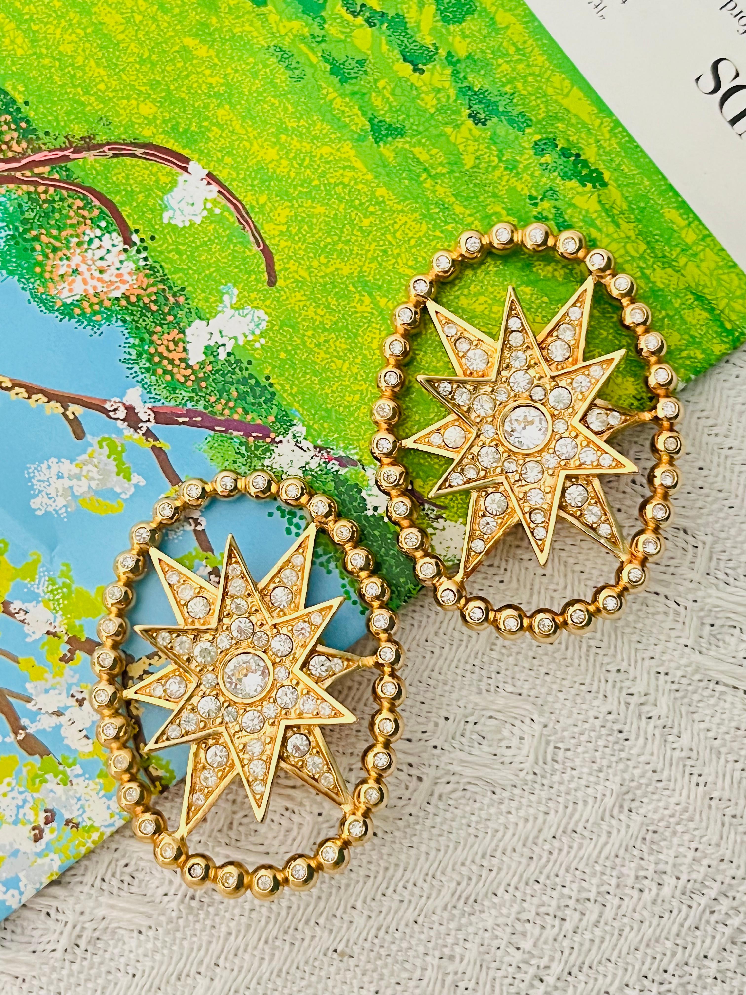 Christian Dior John Galliano Huge Rose des Vents Crystal Sunburst Star Earrings In Excellent Condition For Sale In Wokingham, England
