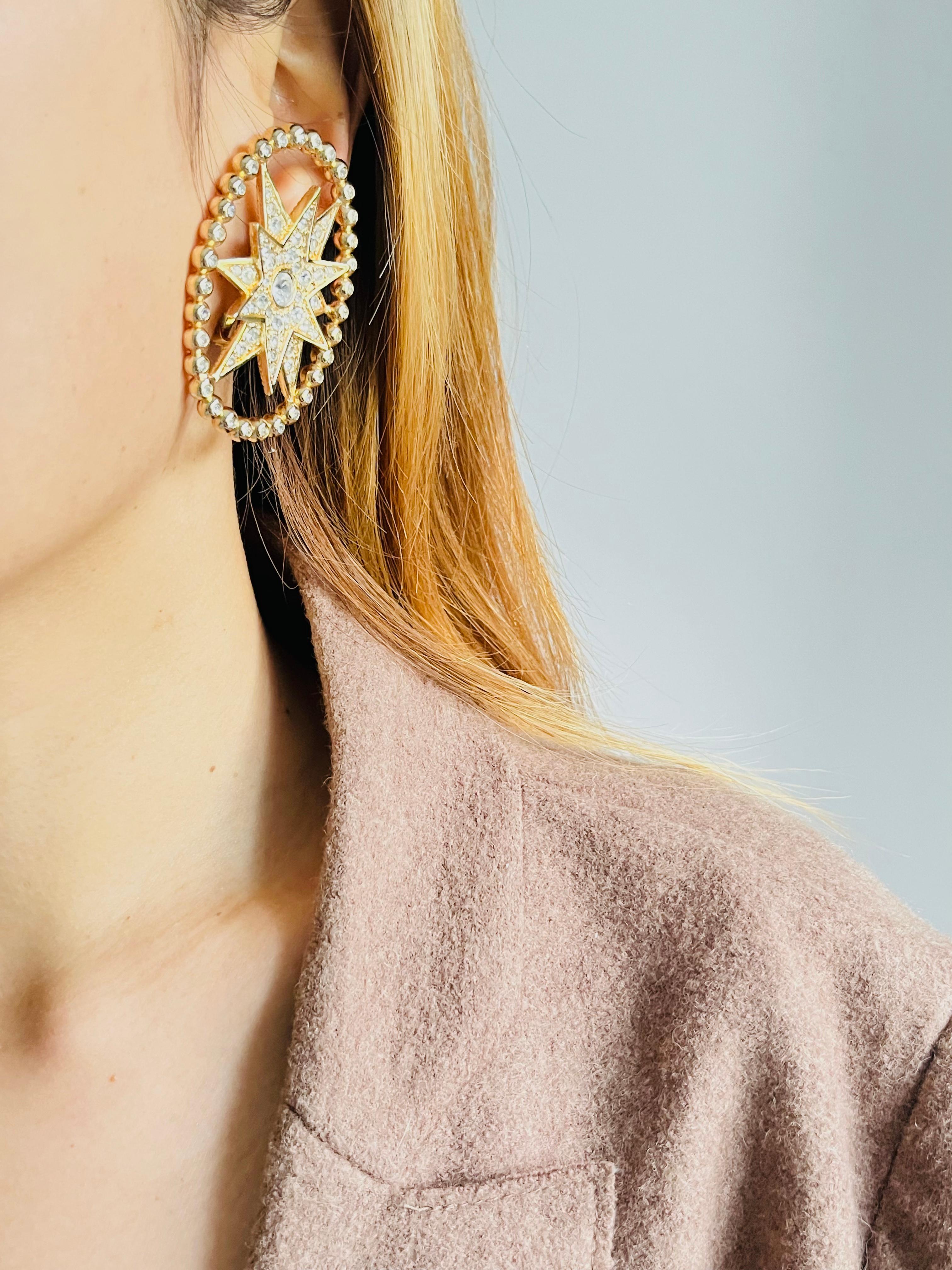 Women's or Men's Christian Dior John Galliano Huge Rose des Vents Crystal Sunburst Star Earrings For Sale