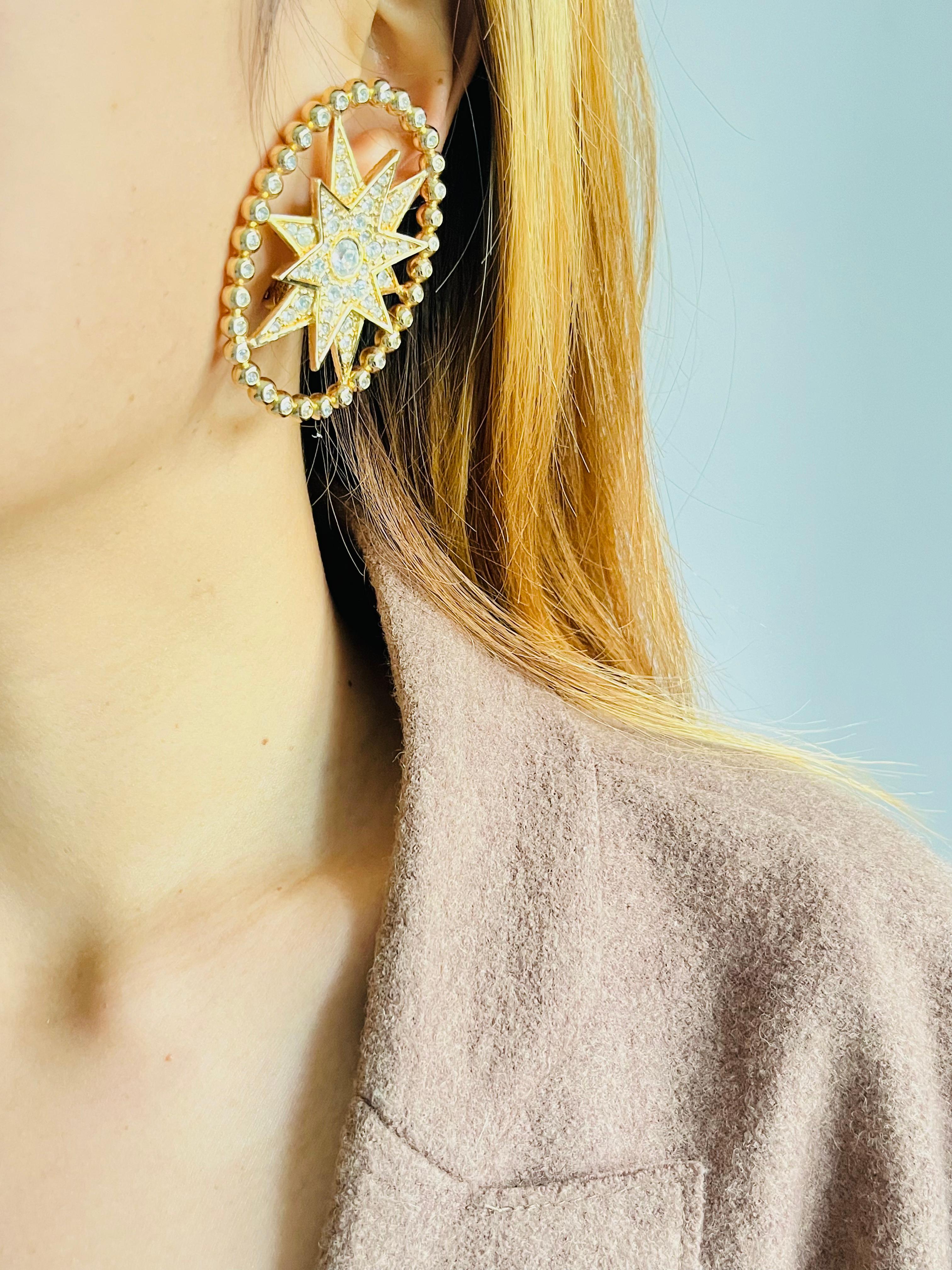 Christian Dior John Galliano Huge Rose des Vents Crystal Sunburst Star Earrings For Sale 1