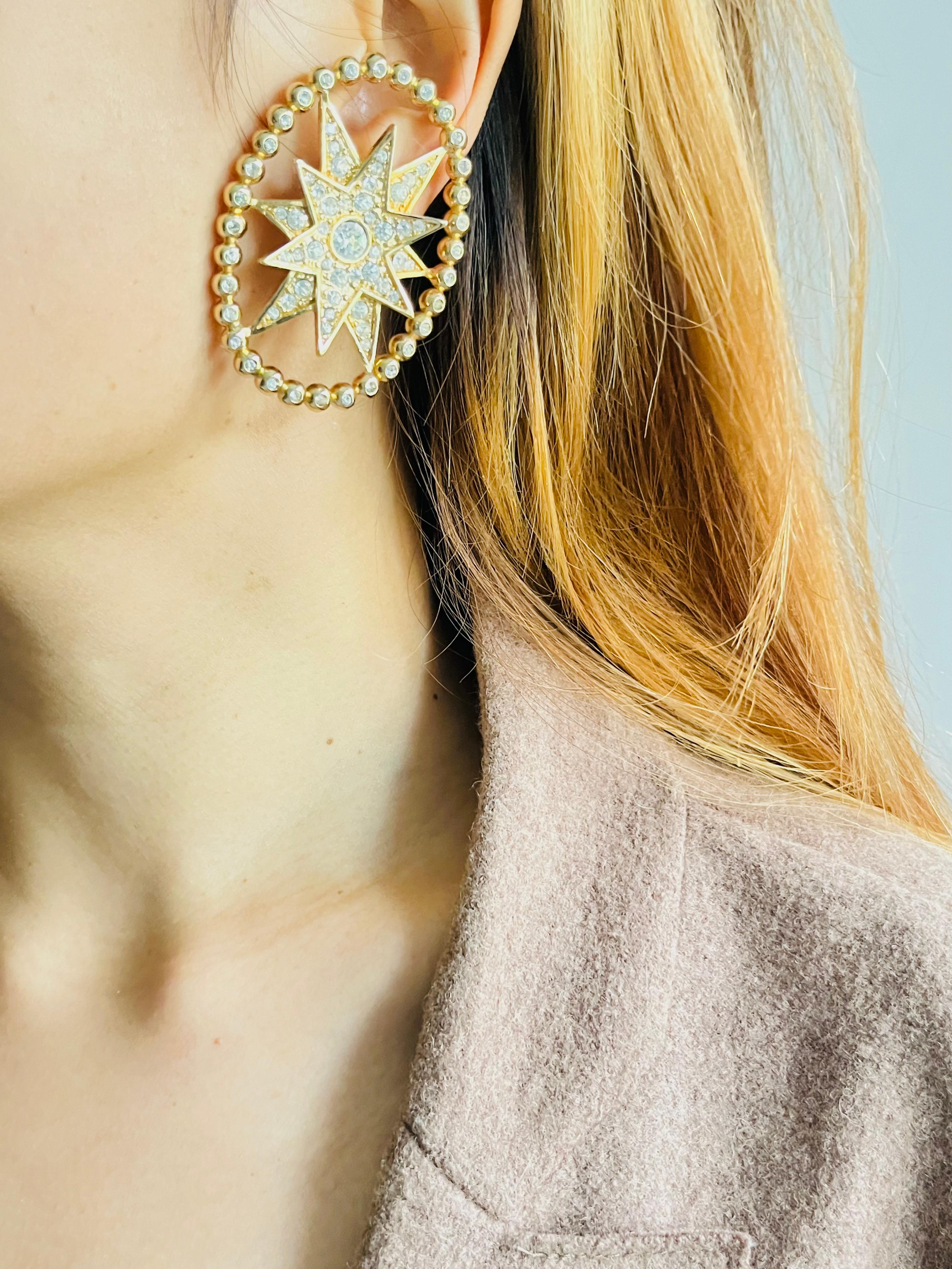 Christian Dior John Galliano Huge Rose des Vents Crystal Sunburst Star Earrings For Sale 2