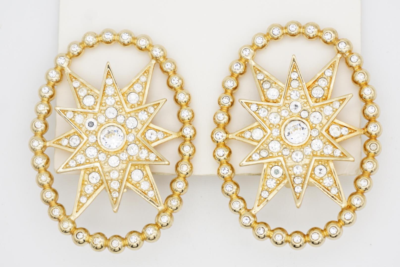 Christian Dior John Galliano Huge Rose des Vents Crystal Sunburst Star Earrings For Sale 3