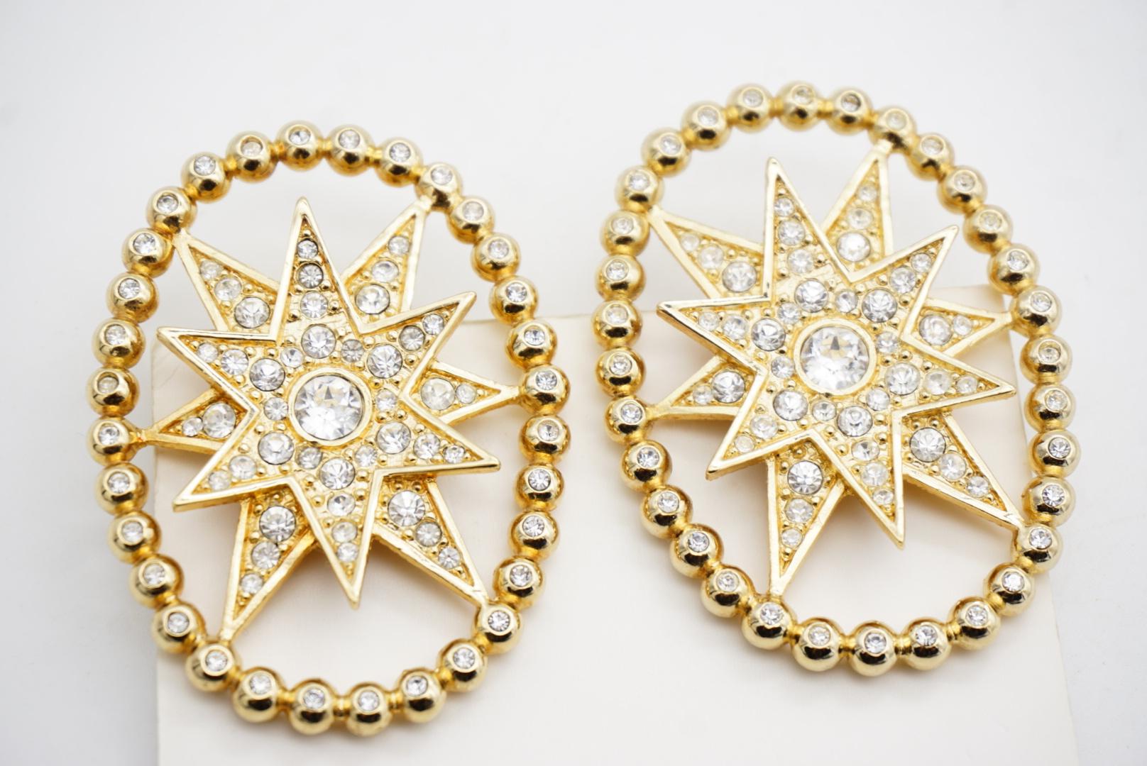 Christian Dior John Galliano Huge Rose des Vents Crystal Sunburst Star Earrings For Sale 4